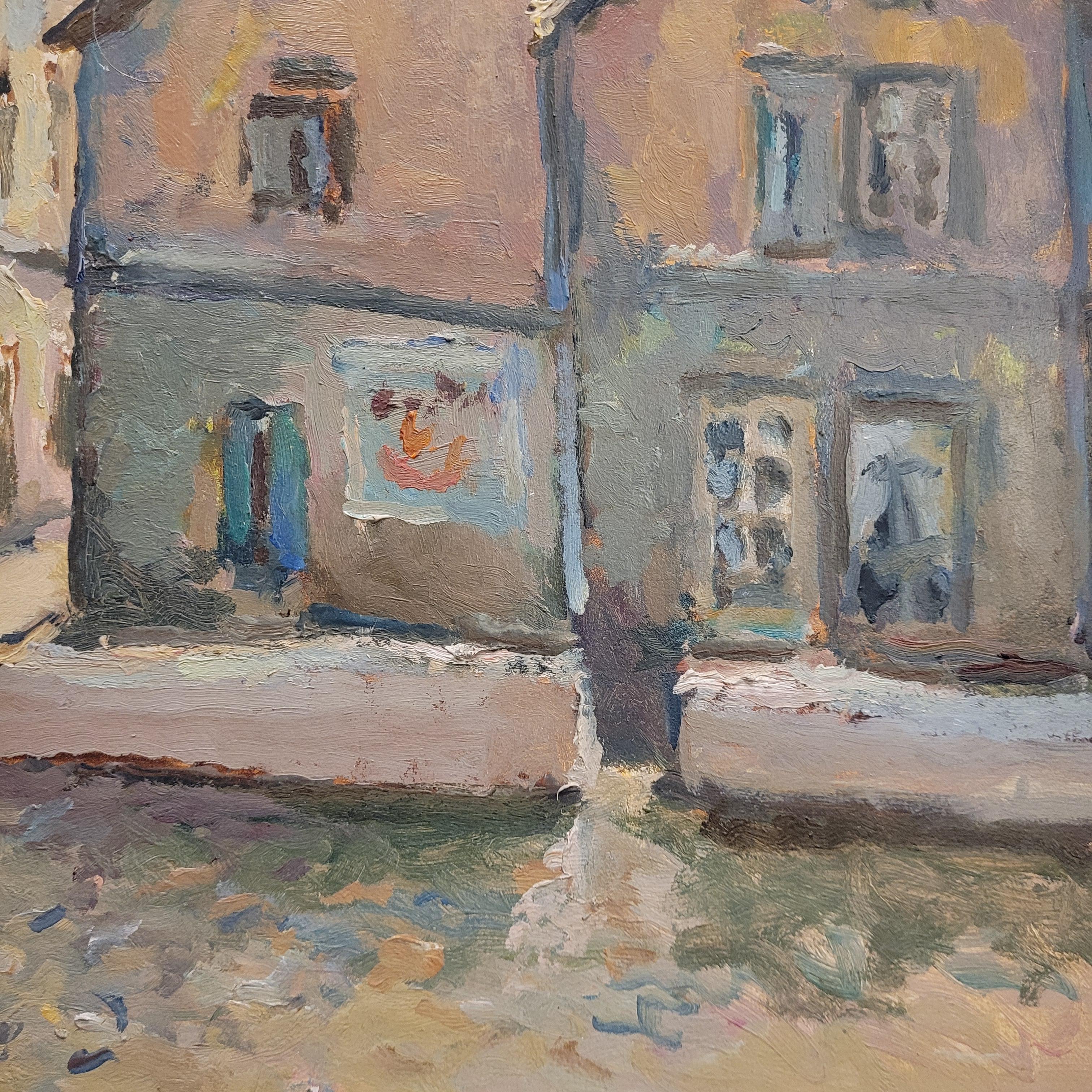 Impressionismus Öl auf Platte Bretonisches Dorf Marcel Bertoin Frankreich im Angebot 16