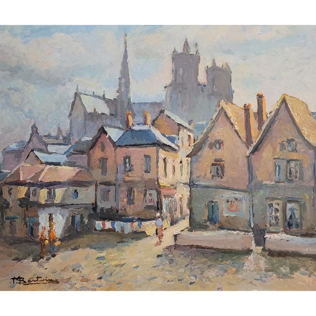 Impressionismus Öl auf Platte Bretonisches Dorf Marcel Bertoin Frankreich im Angebot 2