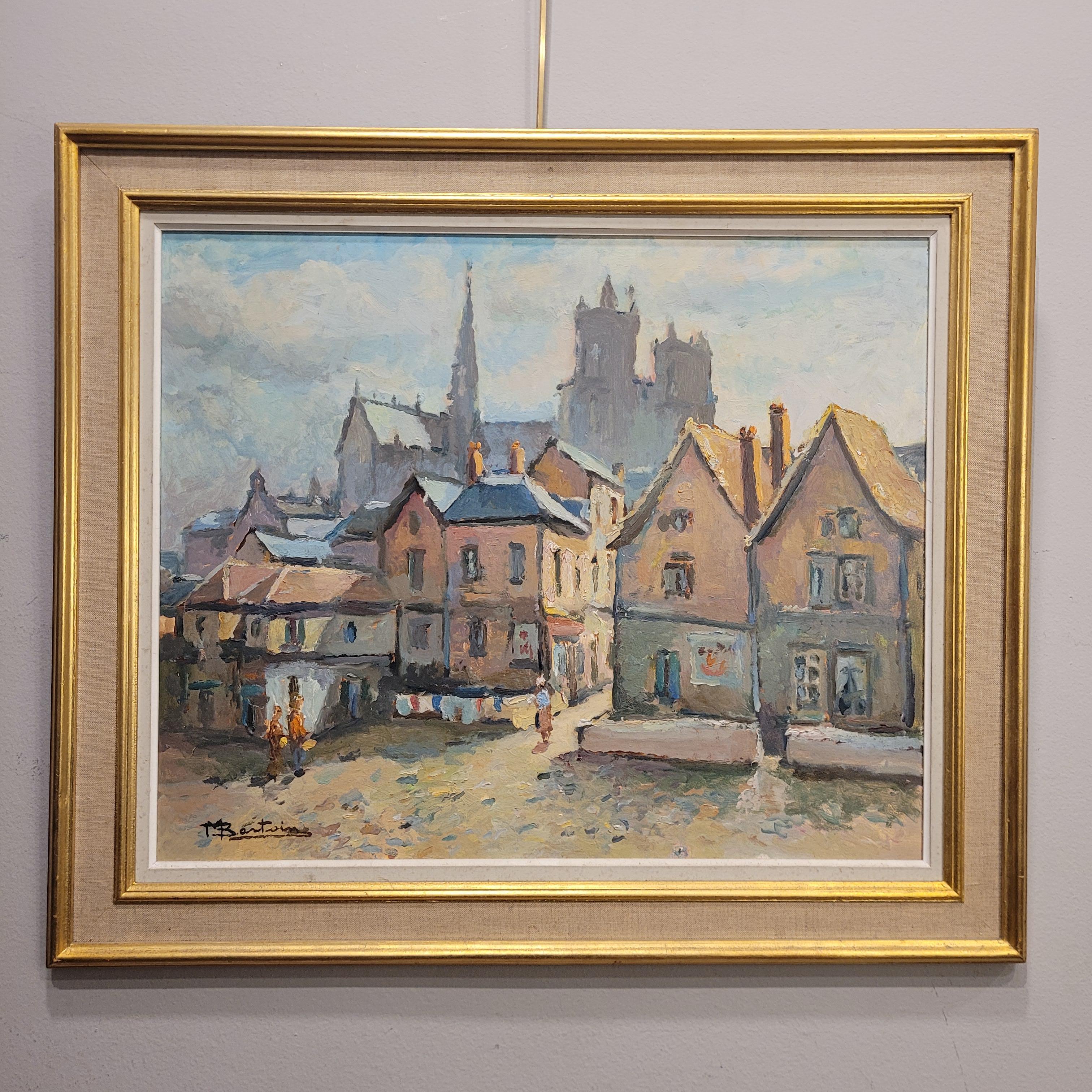 Impressionismus Öl auf Platte Bretonisches Dorf Marcel Bertoin Frankreich im Angebot 4