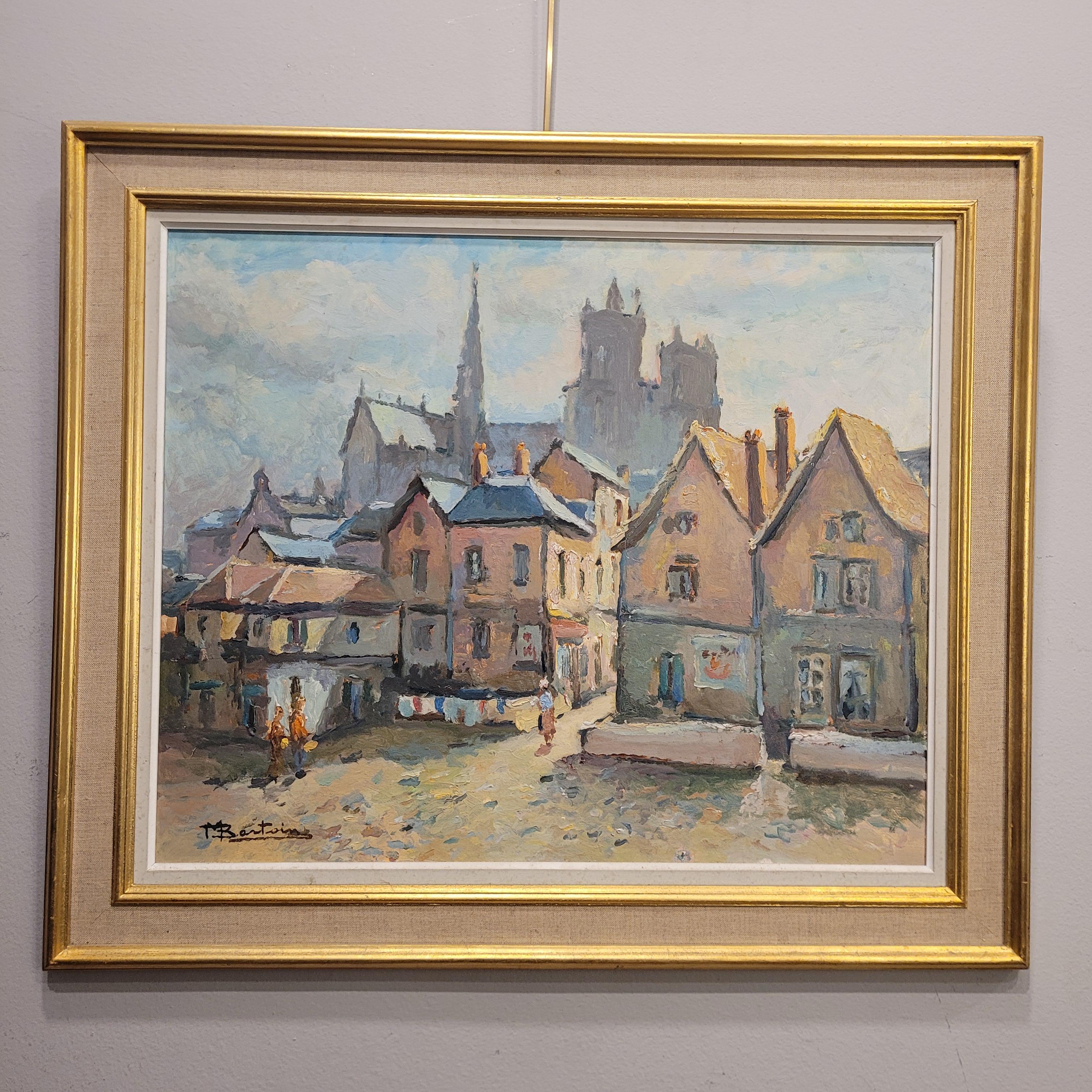 Impressionismus Öl auf Platte Bretonisches Dorf Marcel Bertoin Frankreich im Angebot 5