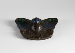 Marcel Bing, Art Nouveau Butterfly Inkwell in Enameled Bronze, France, 1905