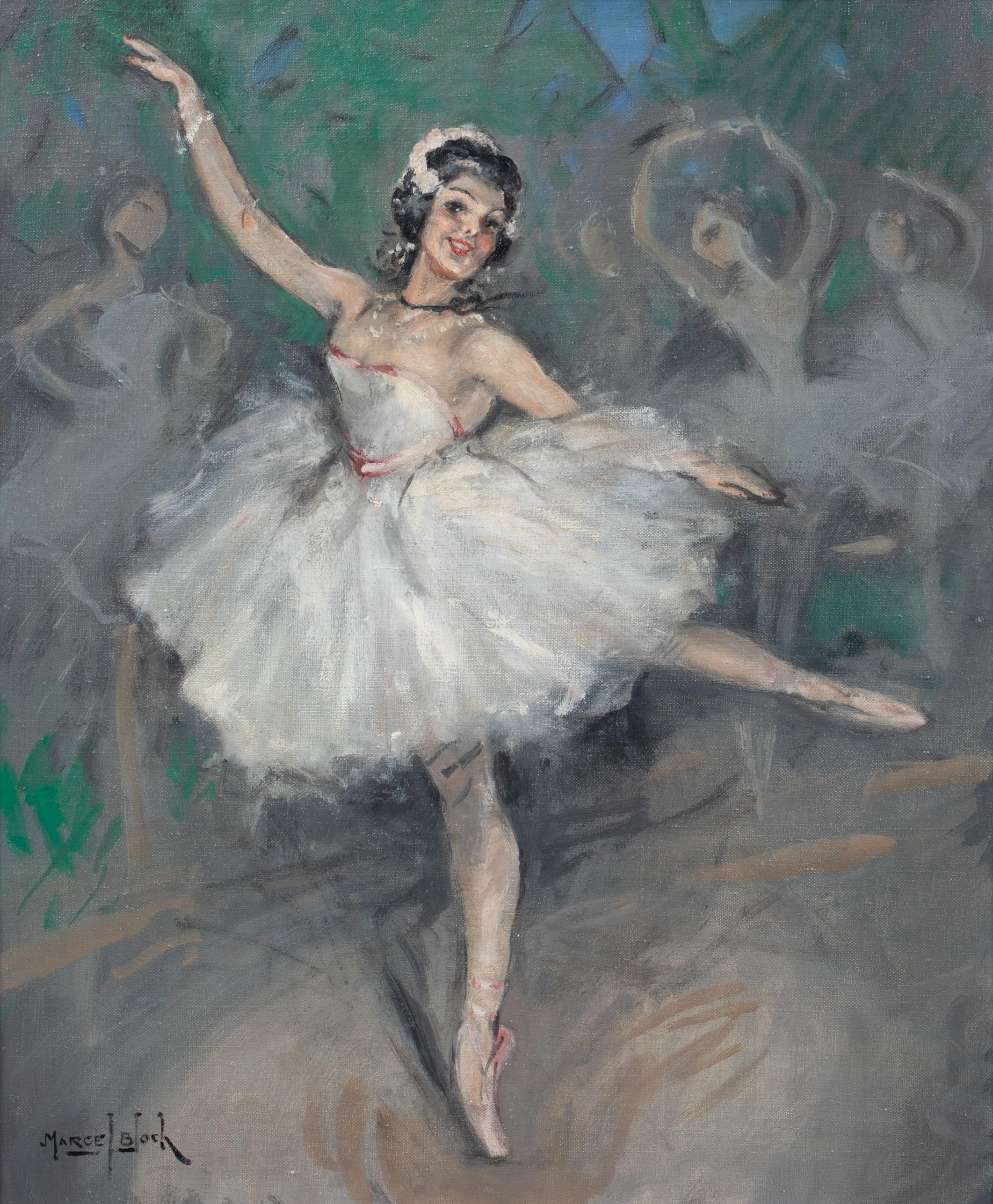 Portrait d'une ballerine, début du 20e siècle  par Marcel BLOCH (1882-1966) - Gris Portrait Painting par Marcel Bloch