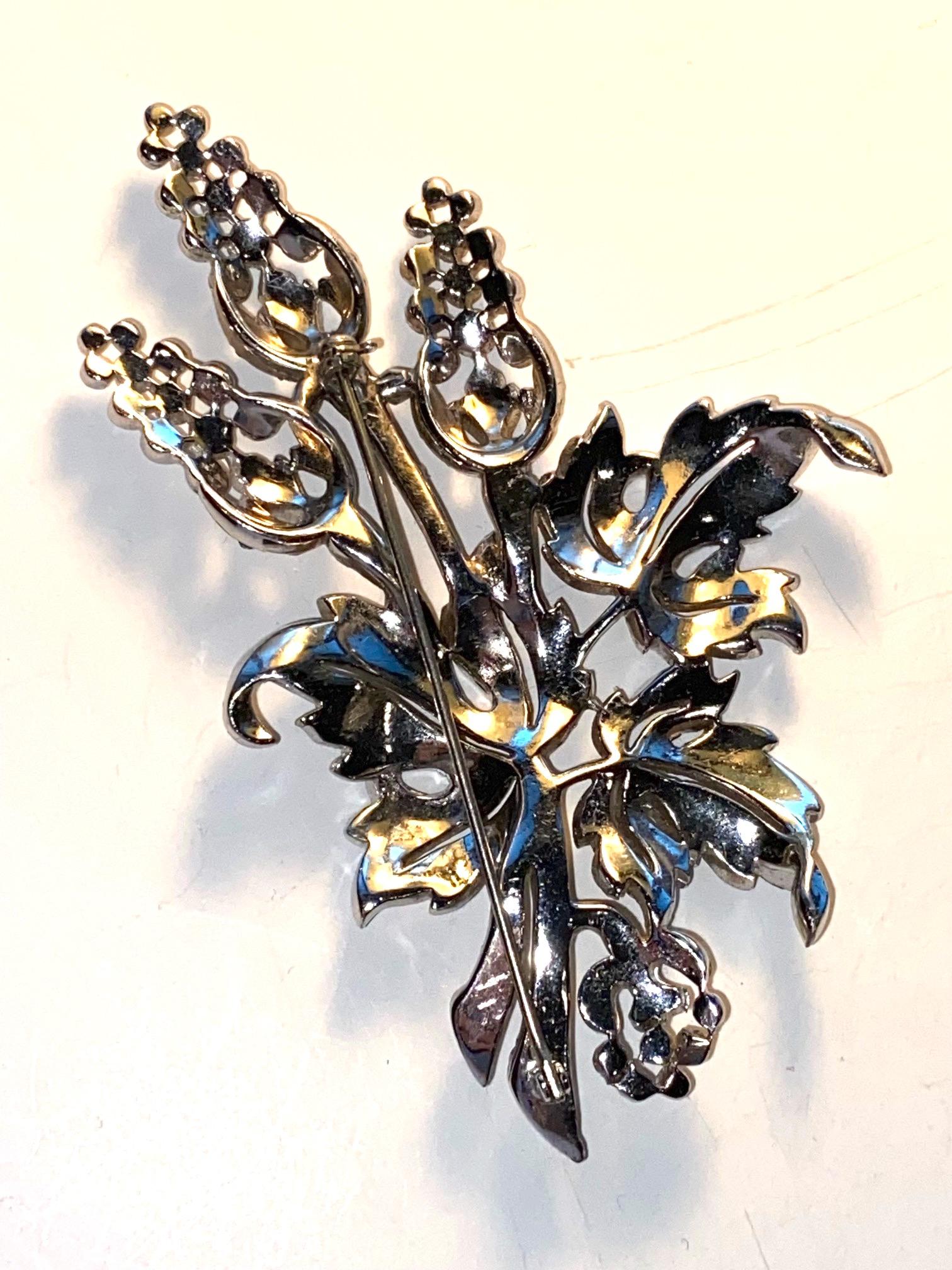 Marcel Boucher Rhinestone Floral Brooch from 1941 For Sale 9