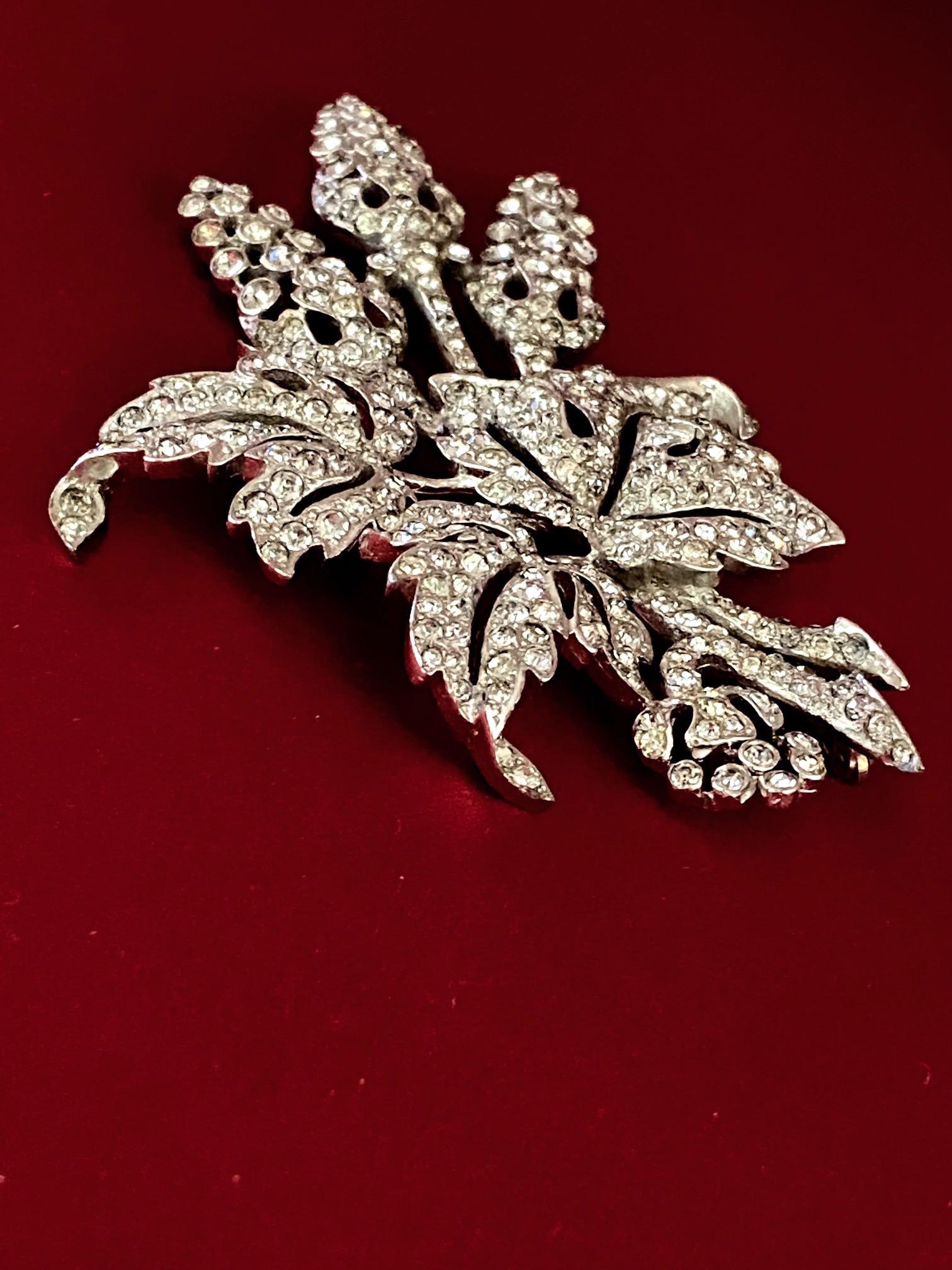 Marcel Boucher Rhinestone Floral Brooch from 1941 For Sale 1