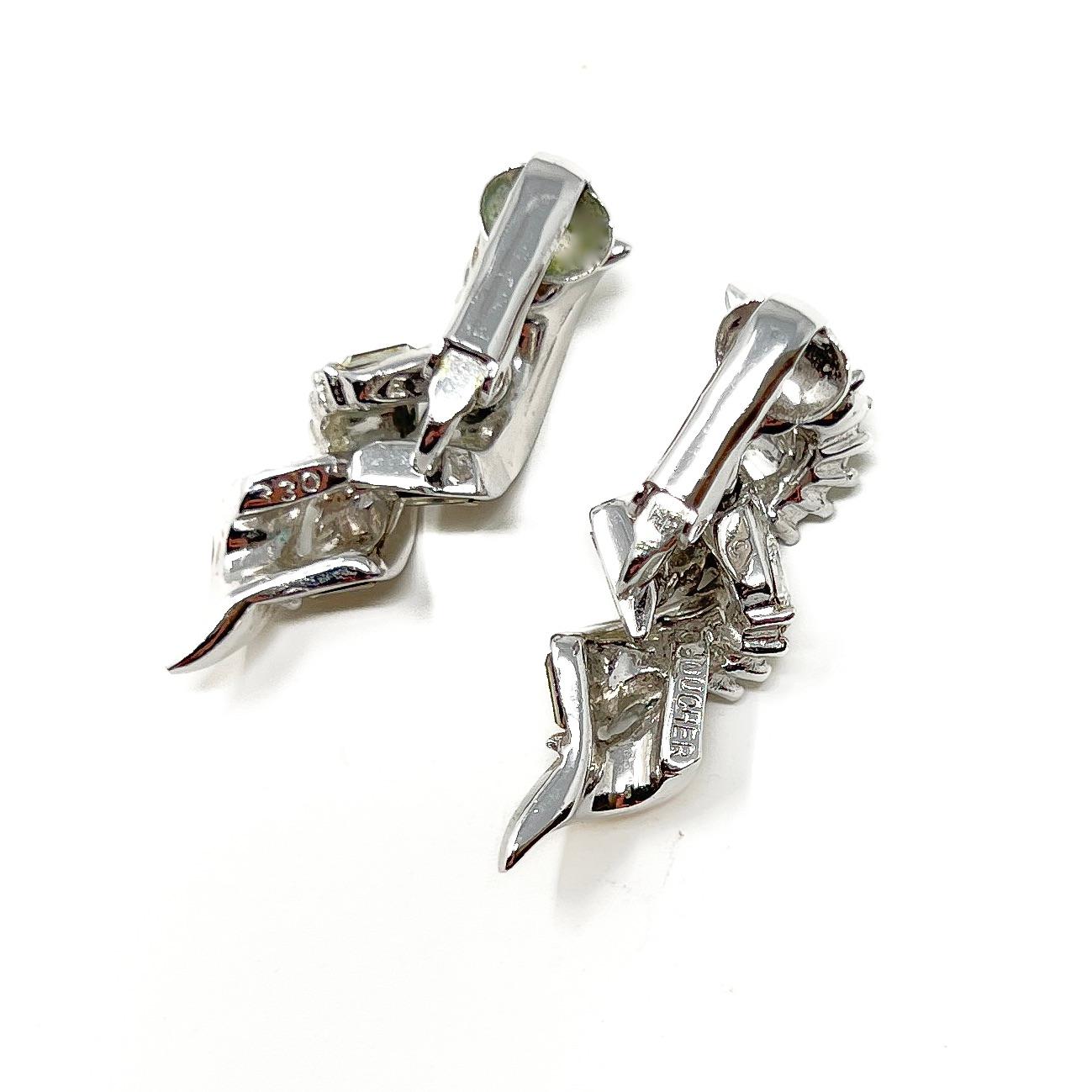 Marcel Boucher 1950s Vintage Rhinestone Ribbon Earrings For Sale 4