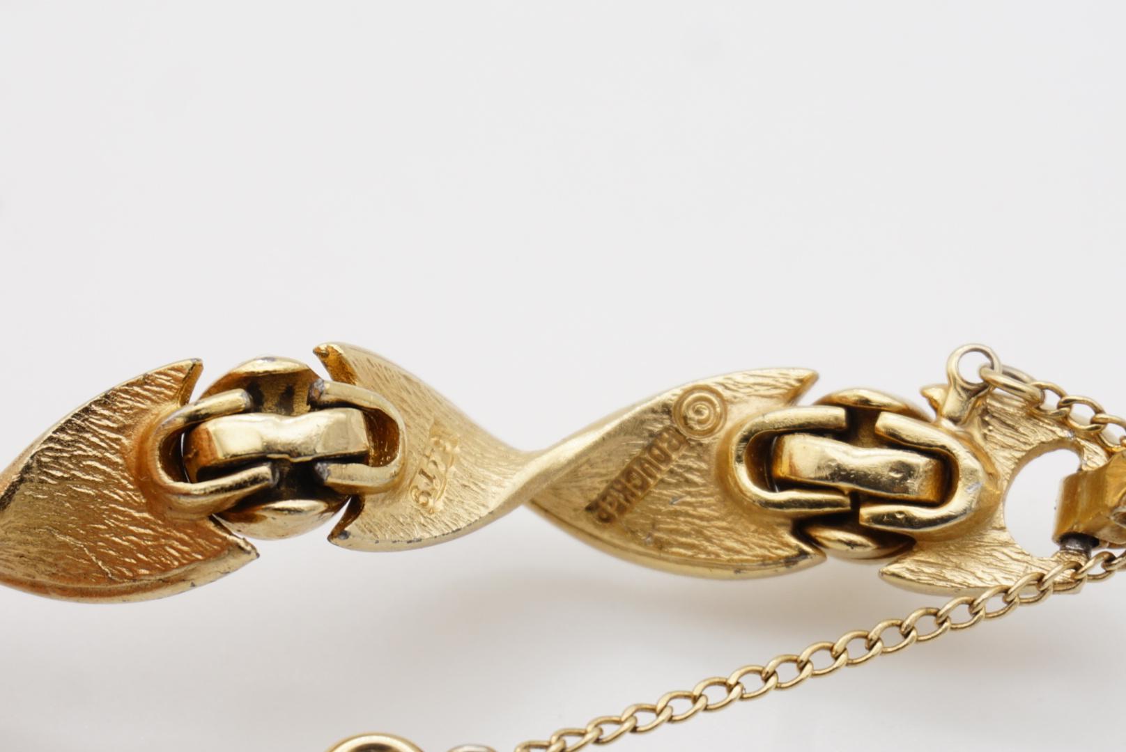 Marcel Boucher 1950s perles rondes blanches Spiral Twist Link Tennis Gold Bracelet 4