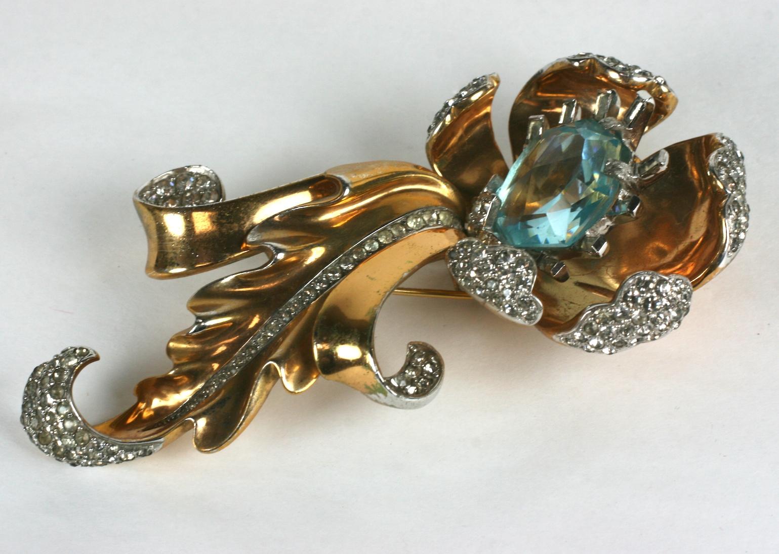 Marcel Boucher Aquamarine Retro Clip Brooch In Excellent Condition For Sale In New York, NY