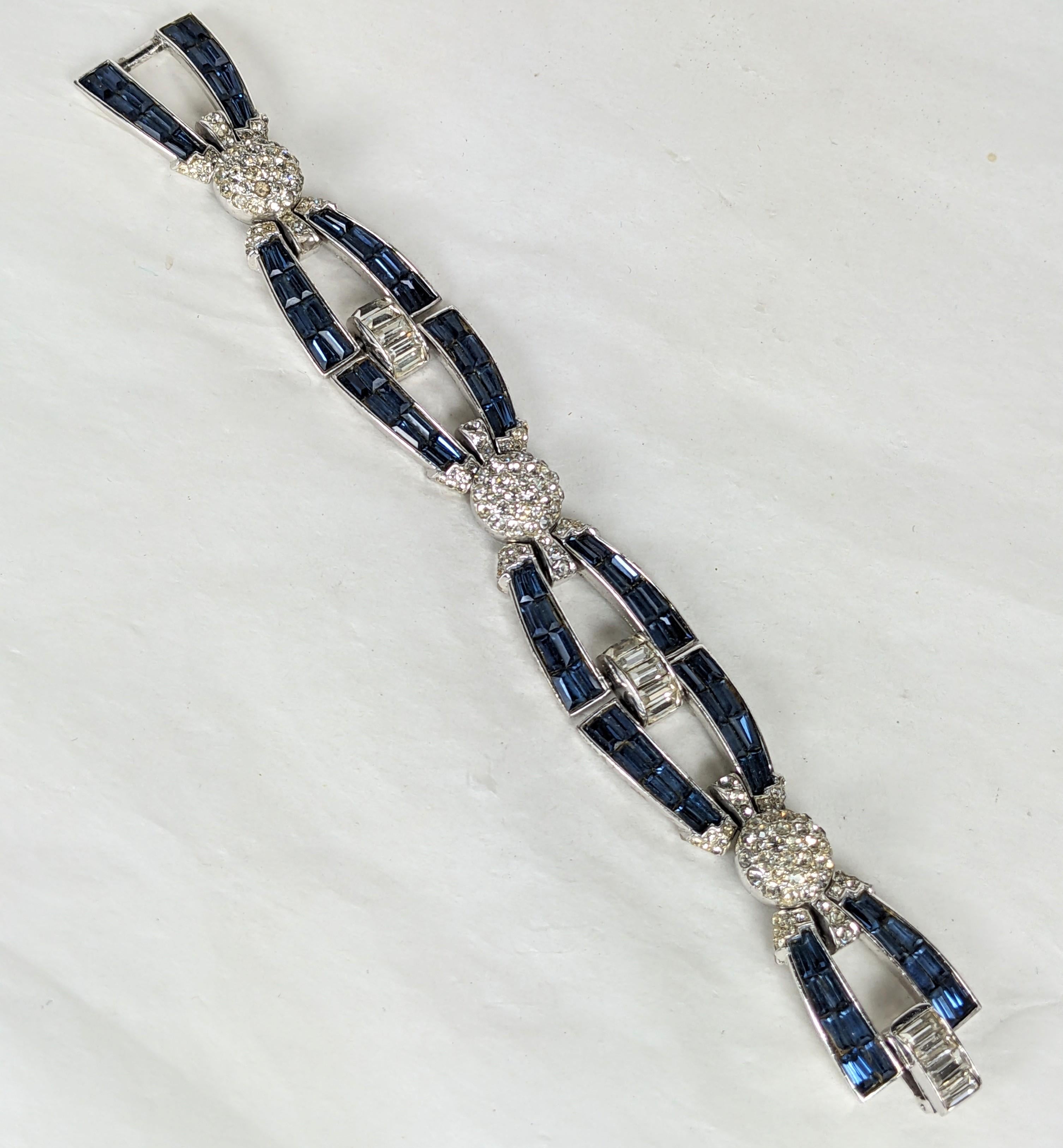  Marcel Boucher Art Deco Baguette Link Bracelet In Excellent Condition For Sale In New York, NY