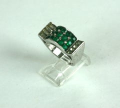Marcel Boucher Art Deco Invisibly Set Faux Emerald Ring