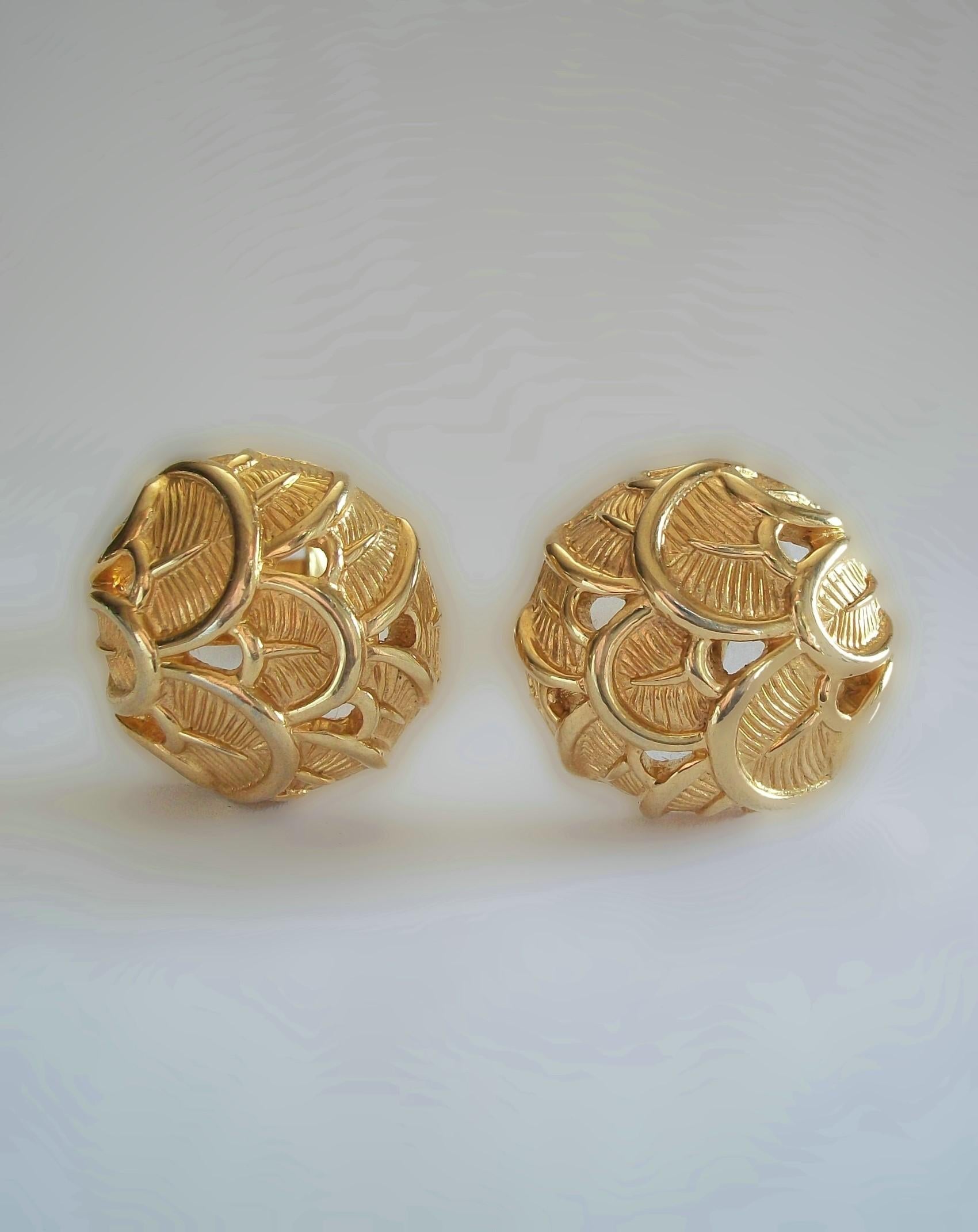 Art déco MARCEL BOUCHER - Clips d'oreilles en or de style Art Déco - Signé - USA - C. 1955-71 en vente