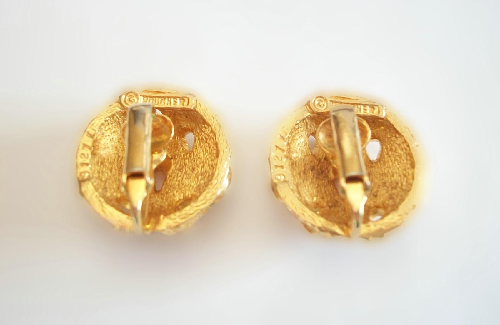 MARCEL BOUCHER - Clips d'oreilles en or de style Art Déco - Signé - USA - C. 1955-71 Bon état - En vente à Chatham, CA