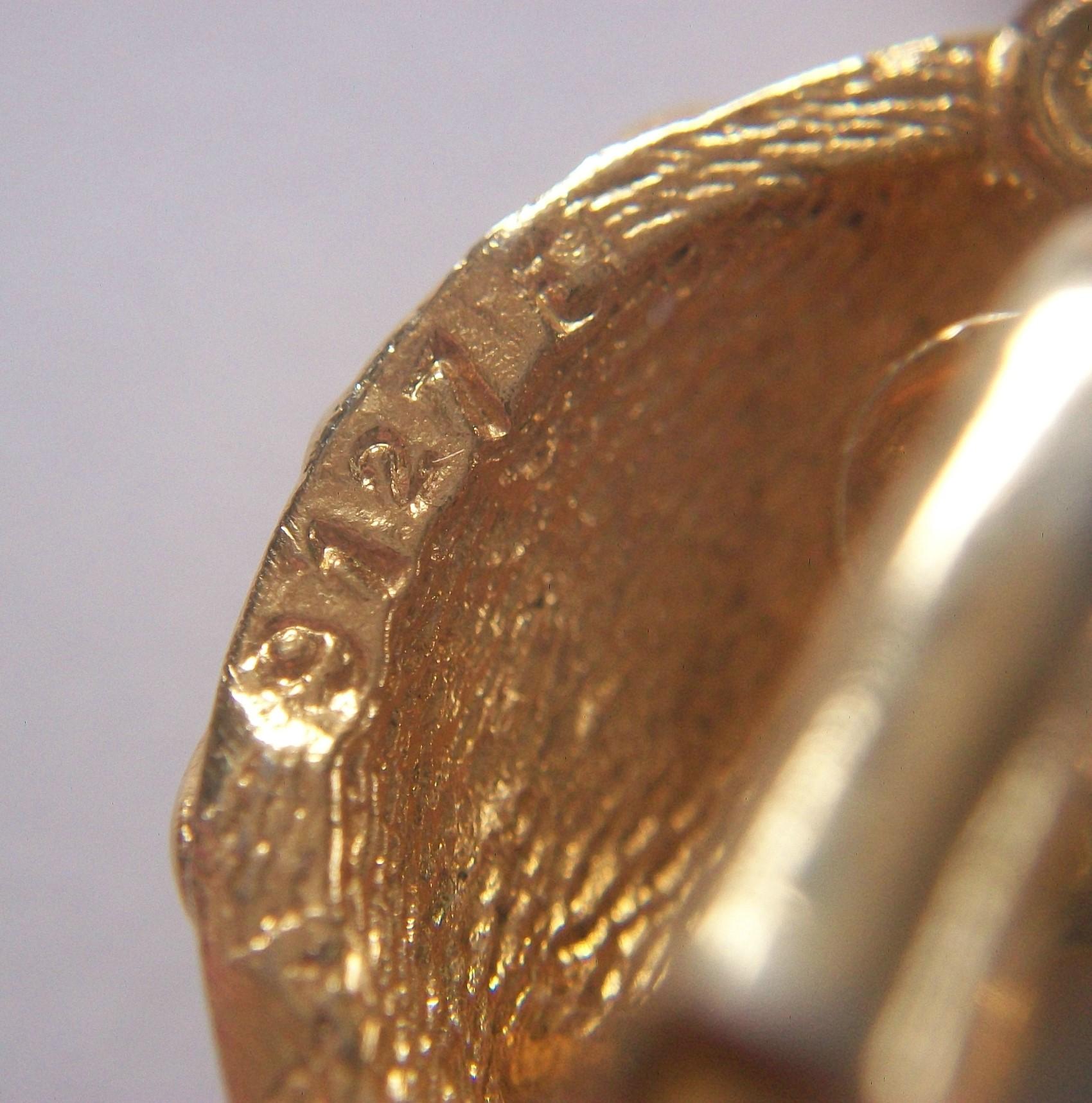 Women's Marcel Boucher, Art Deco Style Gold Tone Ear Clips, Signed, Usa, circa 1955-1971 For Sale
