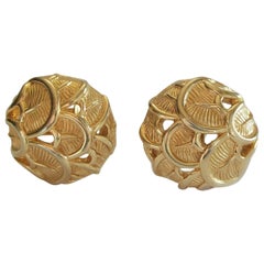 Marcel Boucher, Pendientes de oro estilo art déco, firmados, EE.UU., circa 1955-1971