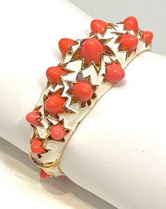 Marcel Boucher Enamel & Coral Cabochon 1950s Bracelet