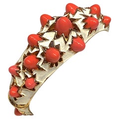 Marcel Boucher Enamel & Coral Cabochon 1950s Bracelet