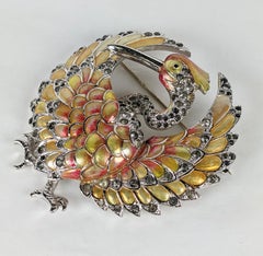 Marcel Boucher Enamel Phoenix Brooch, 1941