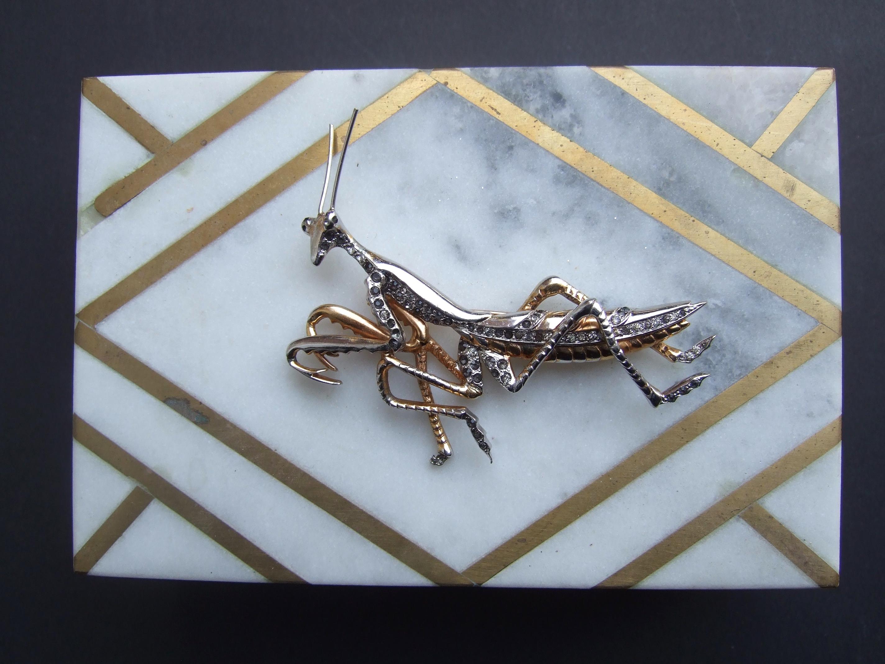 Marcel Boucher Extremely Rare Art Deco Praying Mantis Costume Brooch c 1941 In Fair Condition In University City, MO