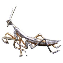 Marcel Boucher Broche de costume Art Déco extrêmement rare Praying Mantis c 1941