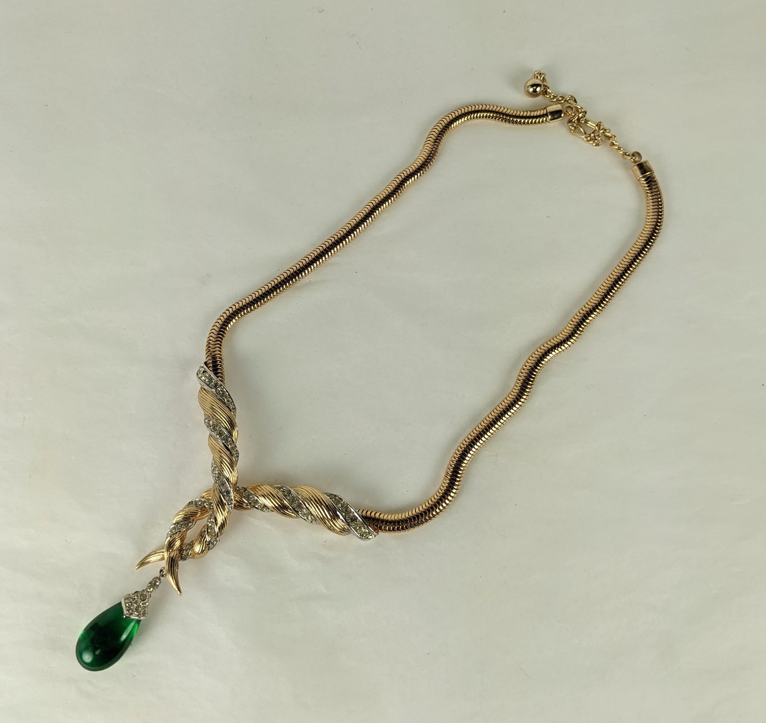 Marcel Boucher Vergoldete Smaragdtropfen-Halskette und -Ohrringe (Retro) im Angebot