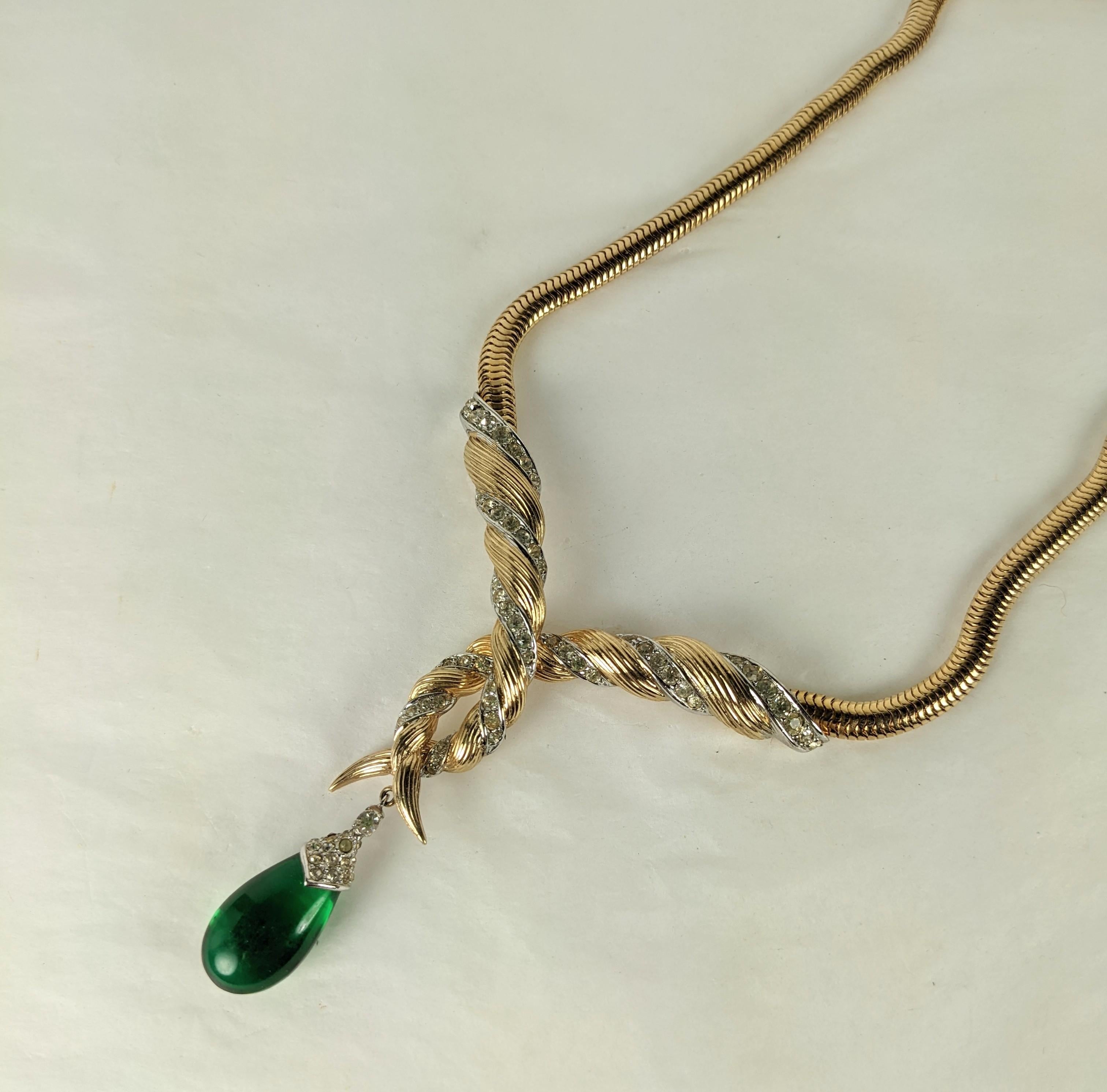 Marcel Boucher Vergoldete Smaragdtropfen-Halskette und -Ohrringe im Zustand „Hervorragend“ im Angebot in New York, NY