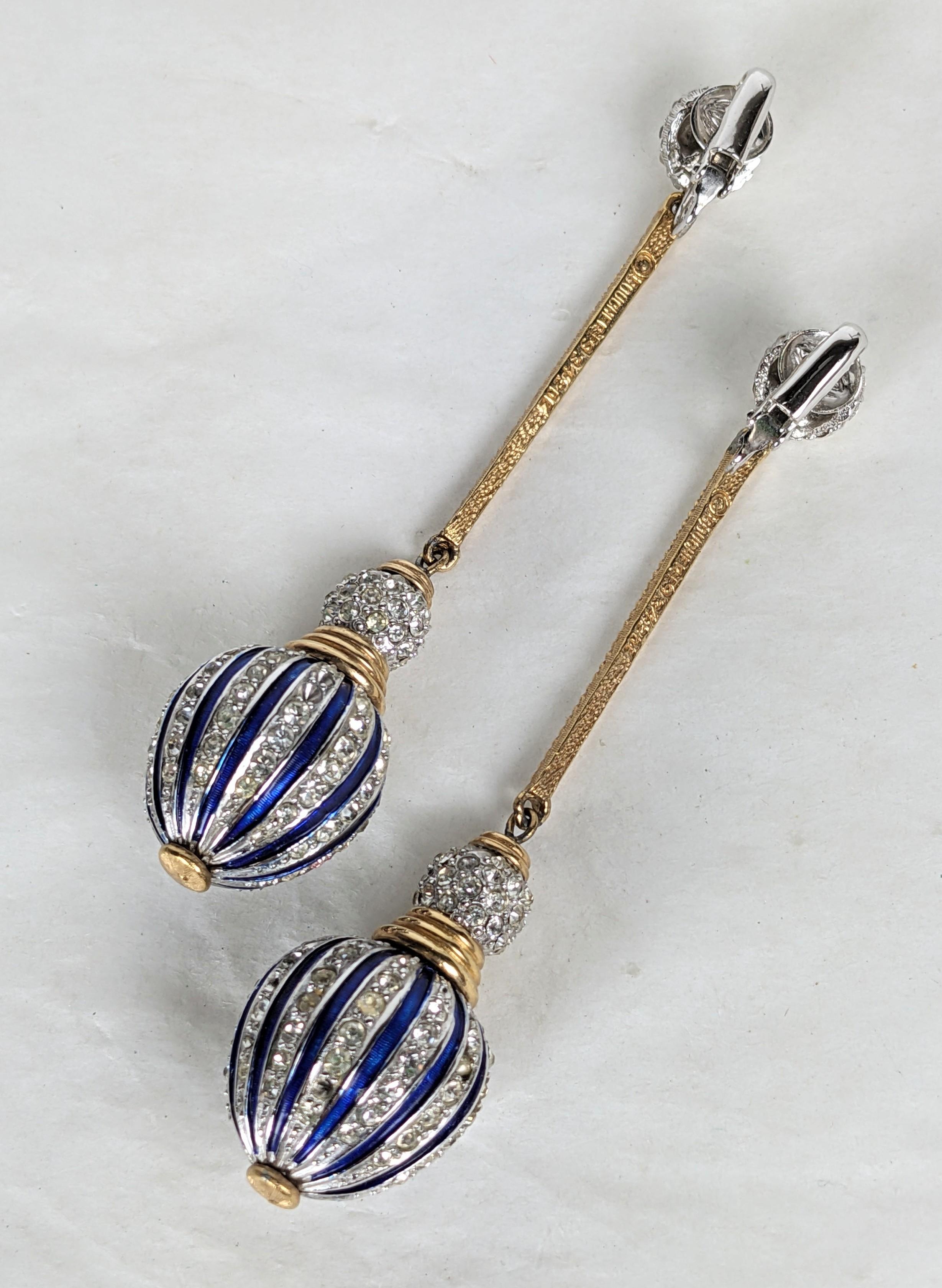 Marcel Boucher Pave and Enamel Lantern Earrings In Excellent Condition For Sale In New York, NY