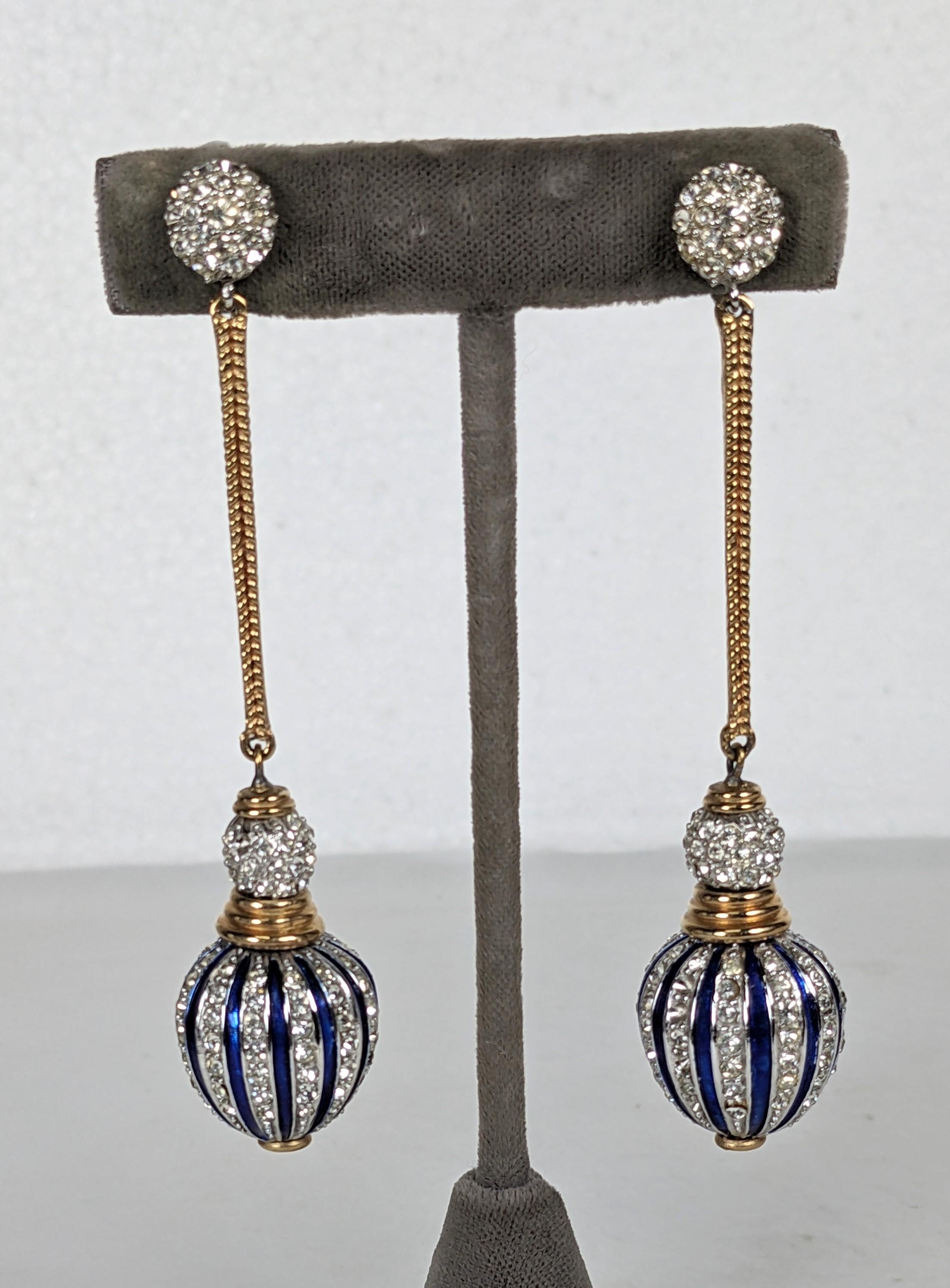 Women's Marcel Boucher Pave and Enamel Lantern Earrings For Sale