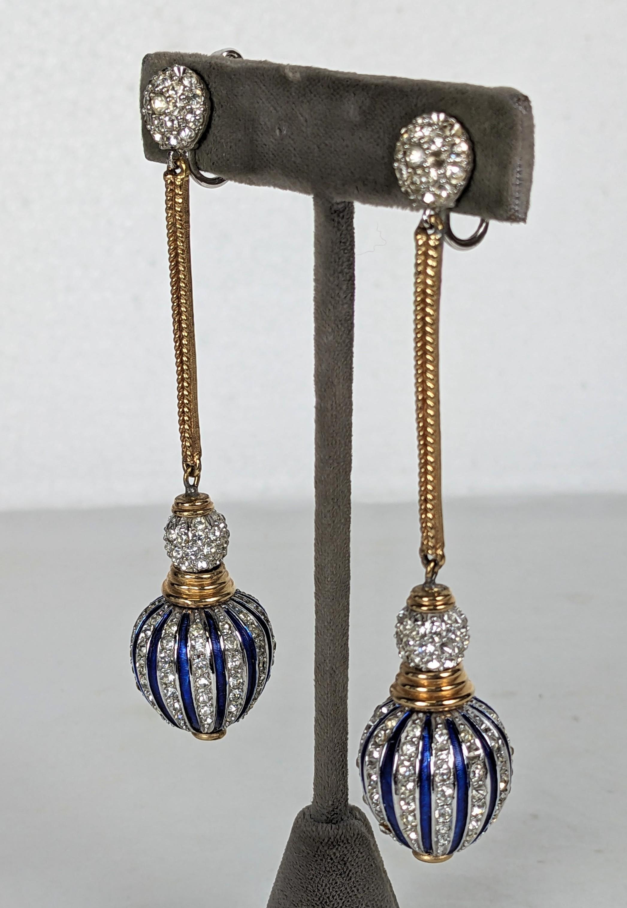 Marcel Boucher Pave and Enamel Lantern Earrings For Sale 1