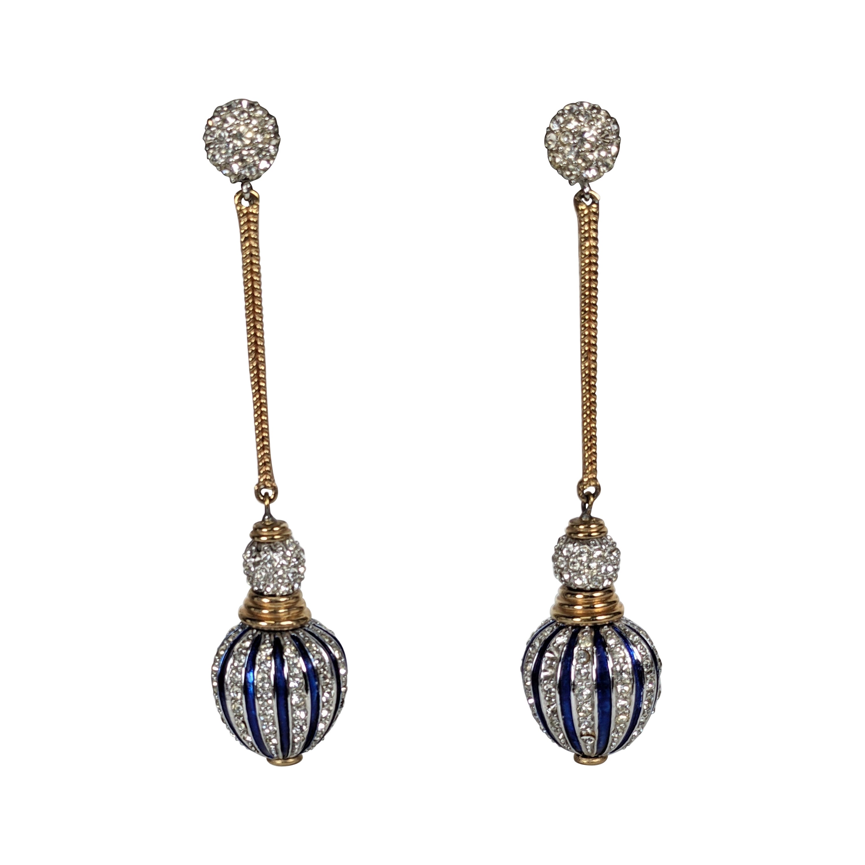 Marcel Boucher Pave and Enamel Lantern Earrings For Sale