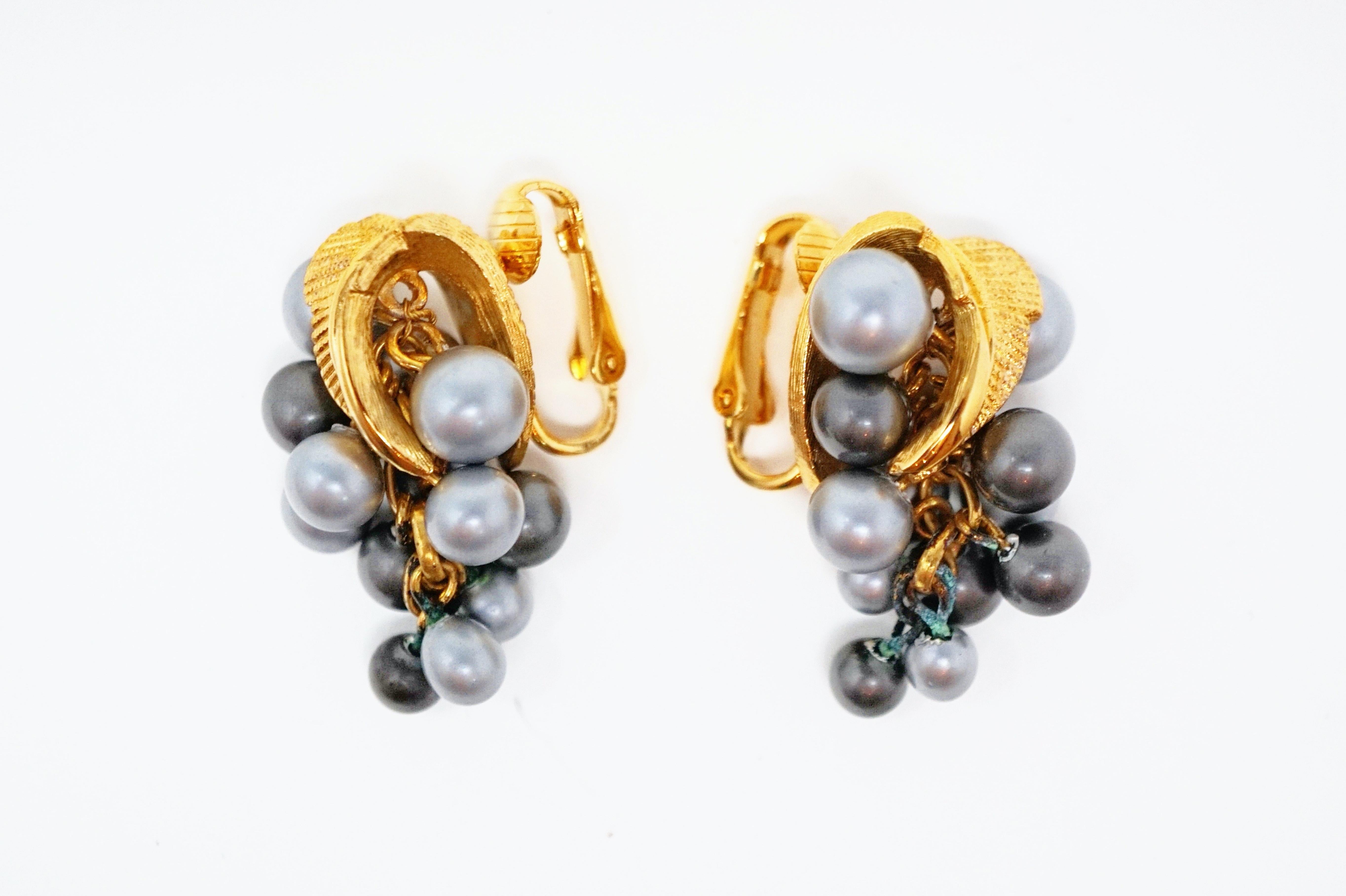 Marcel Boucher Pearl Grape Demi-Parure Brooch and Earrings Set, circa 1960 2