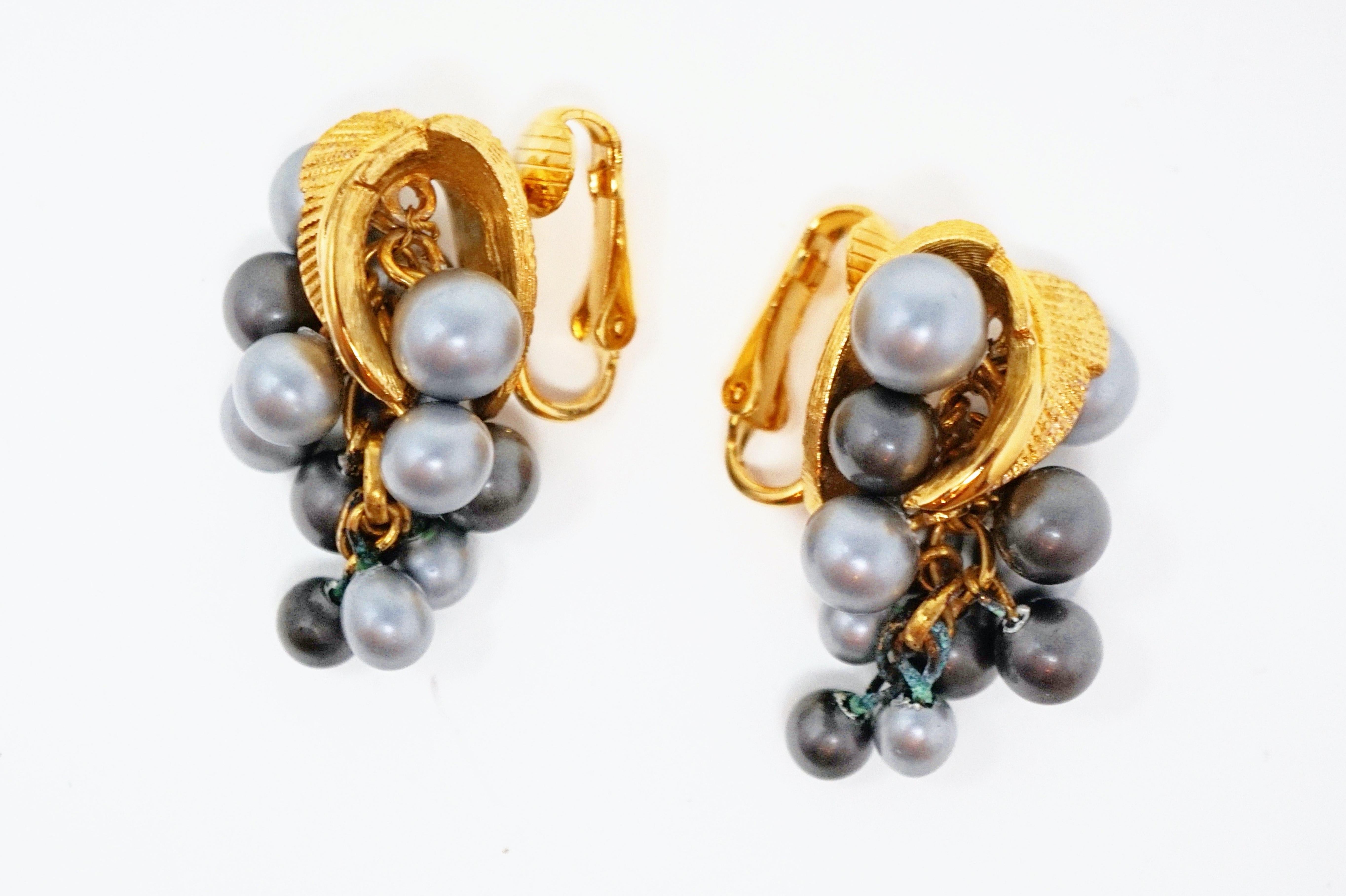 Marcel Boucher Pearl Grape Demi-Parure Brooch and Earrings Set, circa 1960 3