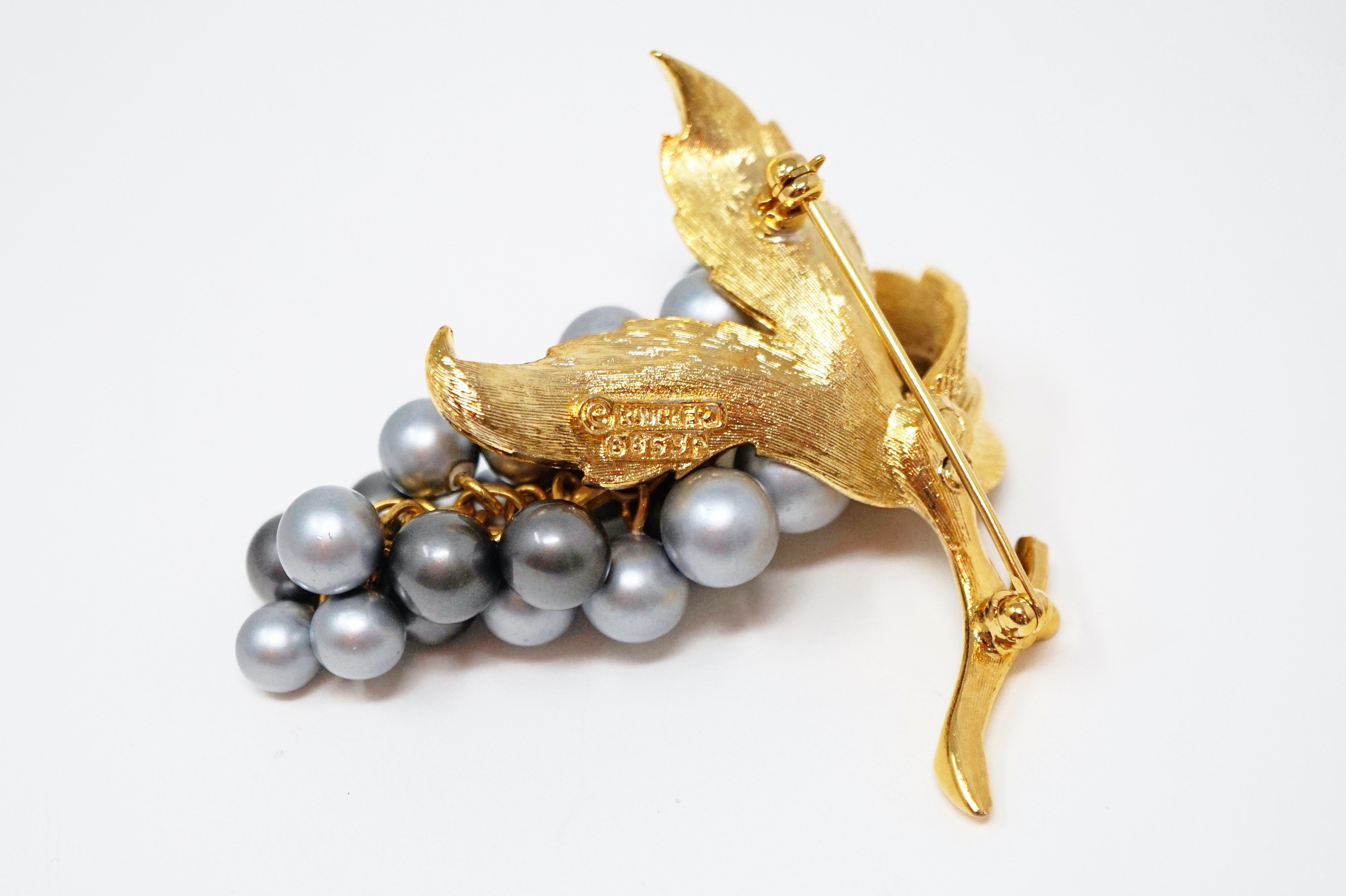 Women's Marcel Boucher Pearl Grape Demi-Parure Brooch and Earrings Set, circa 1960