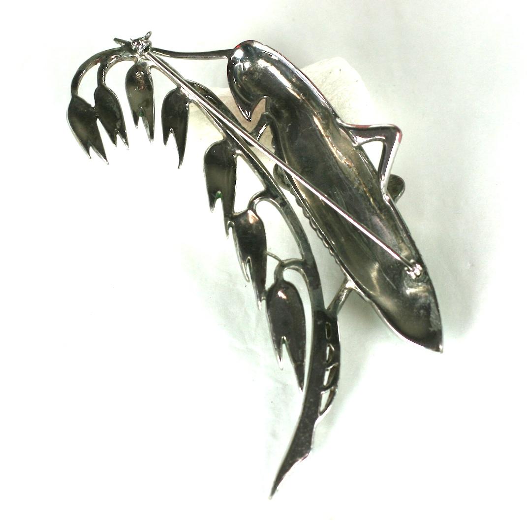 Retro Marcel Boucher Pearlized Enamel Grasshopper Brooch For Sale