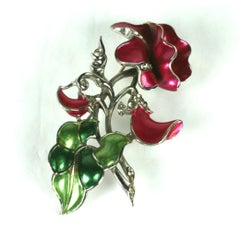 Marcel Boucher Pearlized Magenta Enamel Sweet Pea Brooch