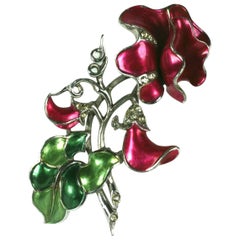 Marcel Boucher Pearlized Magenta Enamel Sweet Pea Brooch