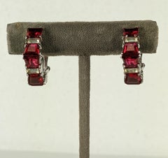 Marcel Boucher Sterling Faux Ruby Earrings
