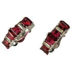 Boucher, boucles d'oreilles Marcel Boucher en argent sterling et faux rubis