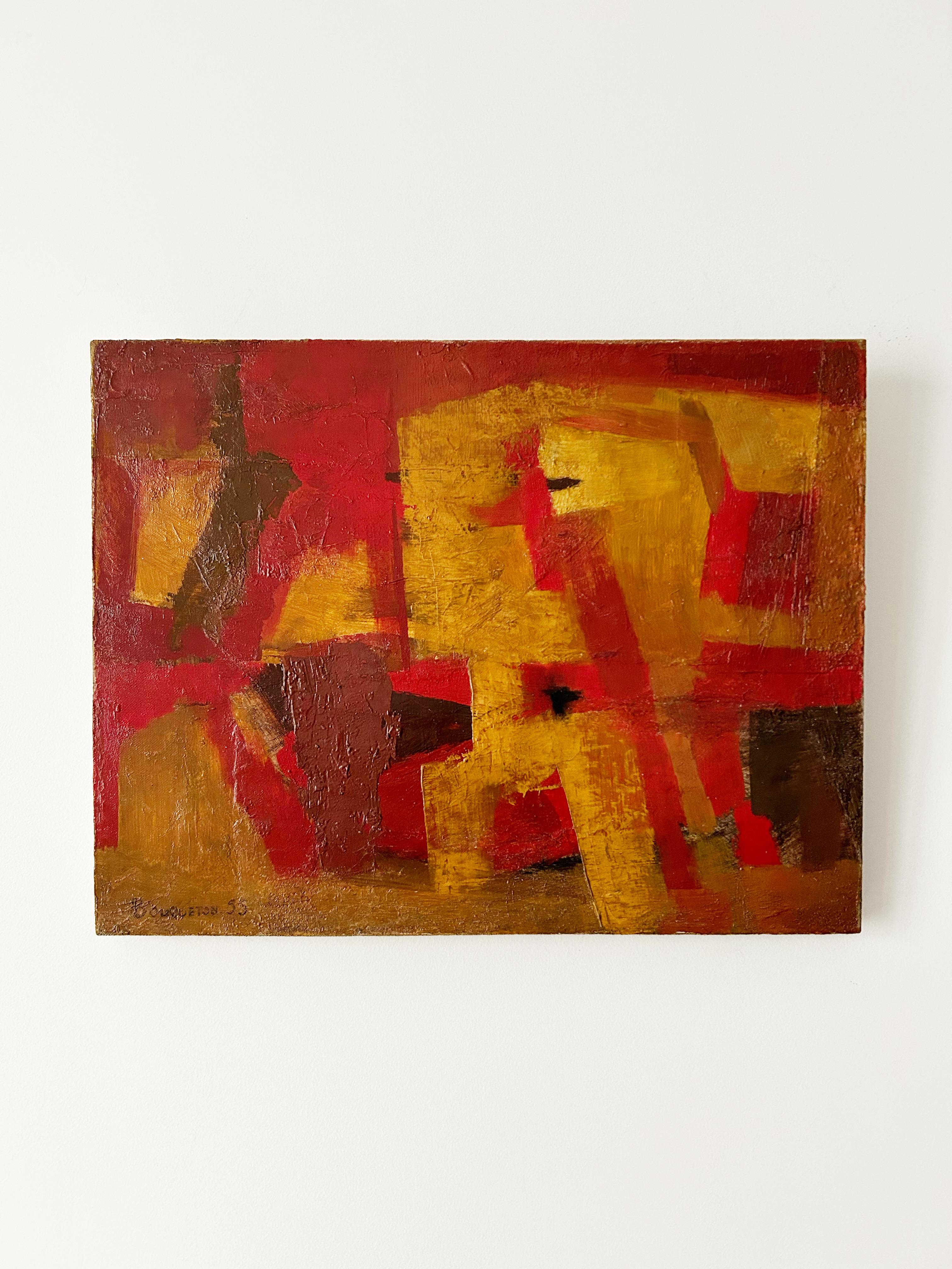 Marcel BOUQUETON (1921-2006)
Red and Yellow, 1955
Oil on canvas
Signed and dated “55” lower right ; dated “55” on the reverse
27 x 35 cm

Born in Constantine in 1921, Marcel Bouqueton spent his childhood in Algeria. Showing an early interest in
