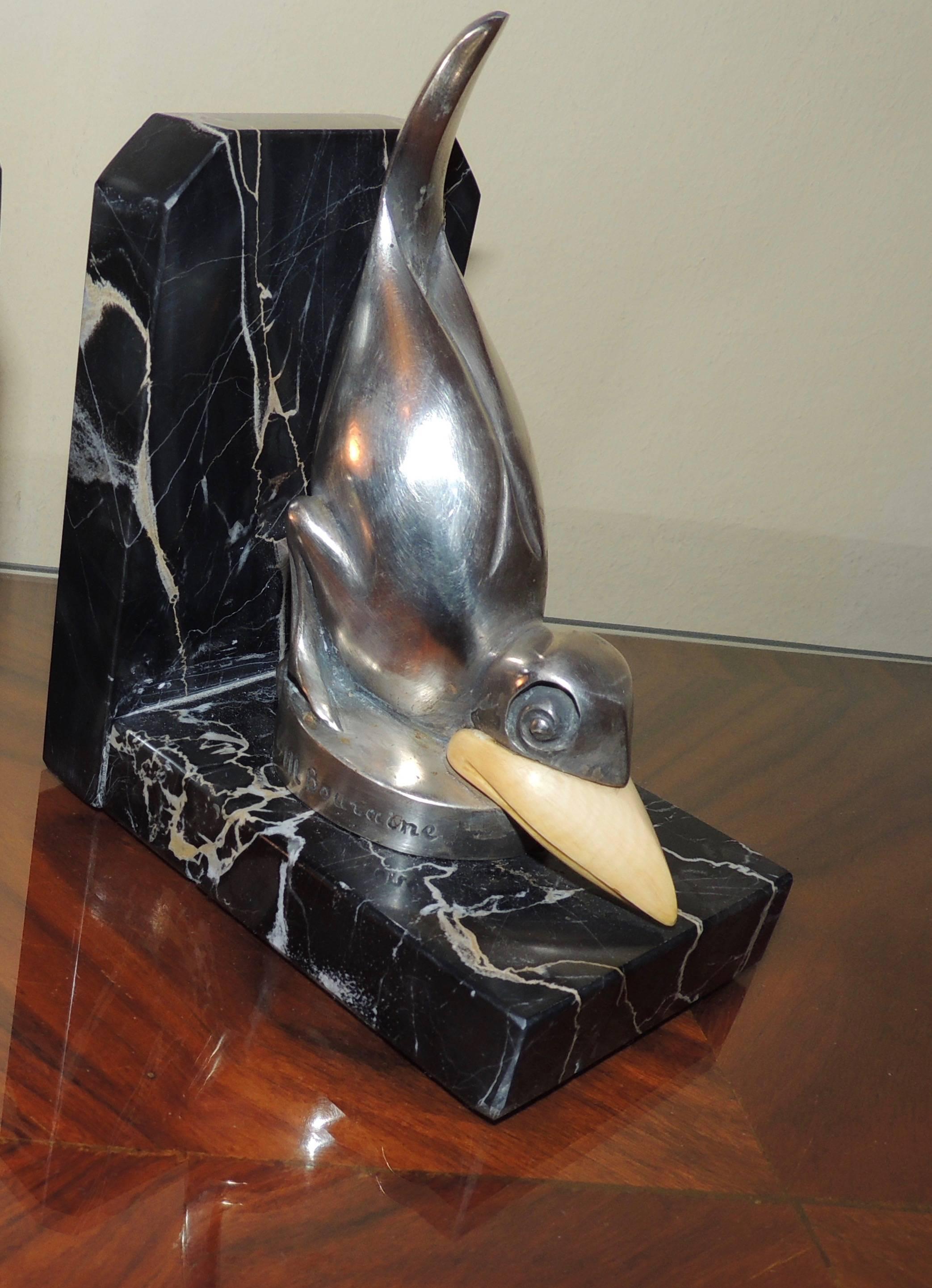 art deco bronze bookends