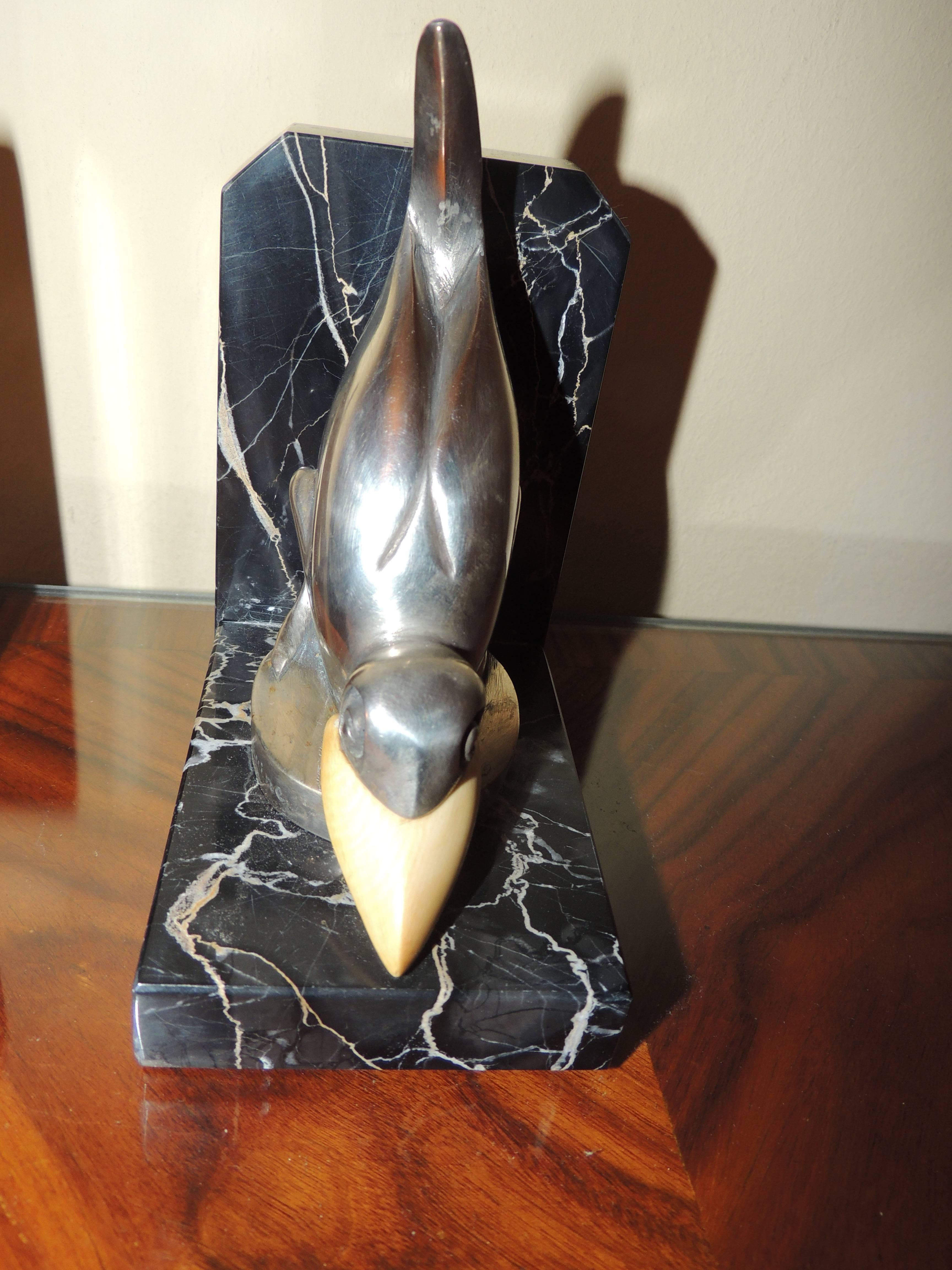 Mid-20th Century Marcel Bouraine Art Deco Bronze Bird Bookends