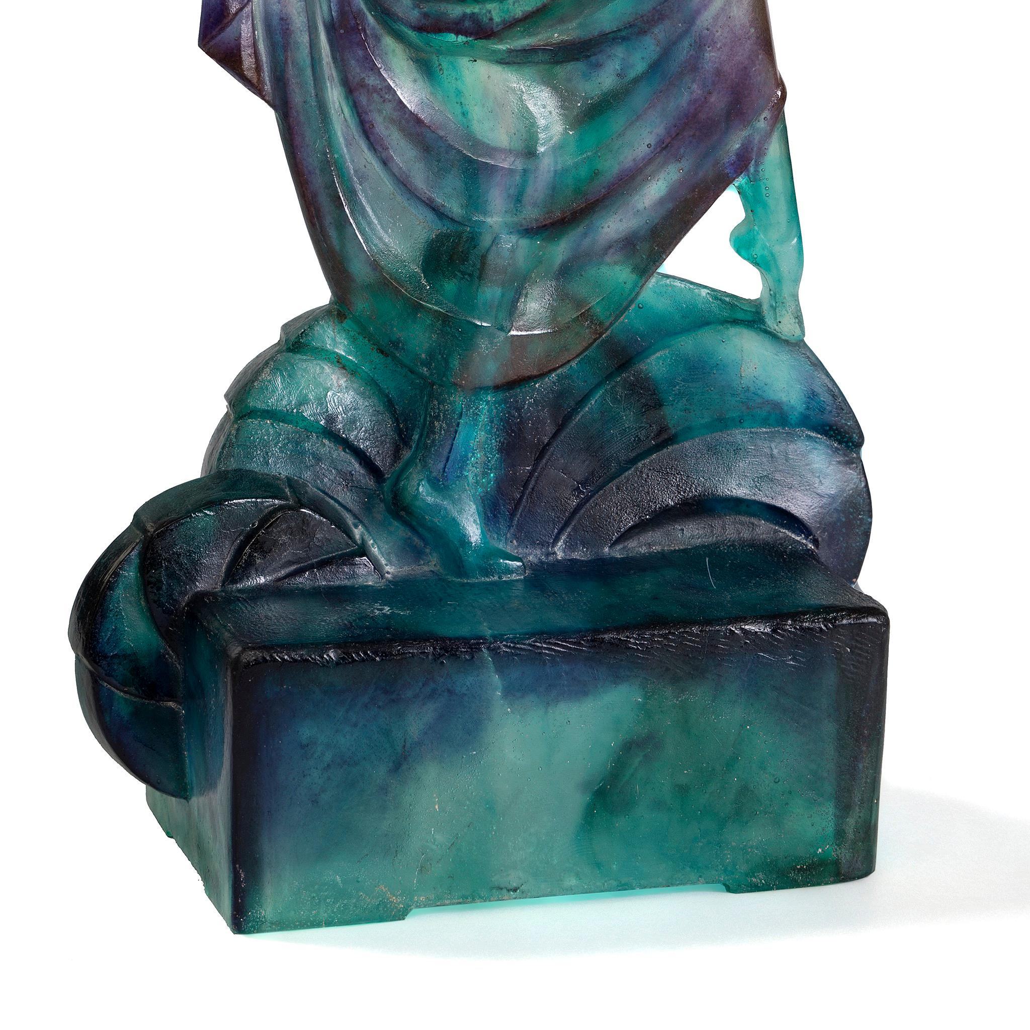 French Marcel Bouraine & Gabriel Argy-Rousseau “Danseuse” Pâte de verre Sculpture For Sale