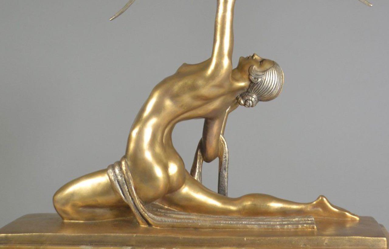 Art Deco Marcel Bouraine Rare Bronze Archer Diana the Huntress