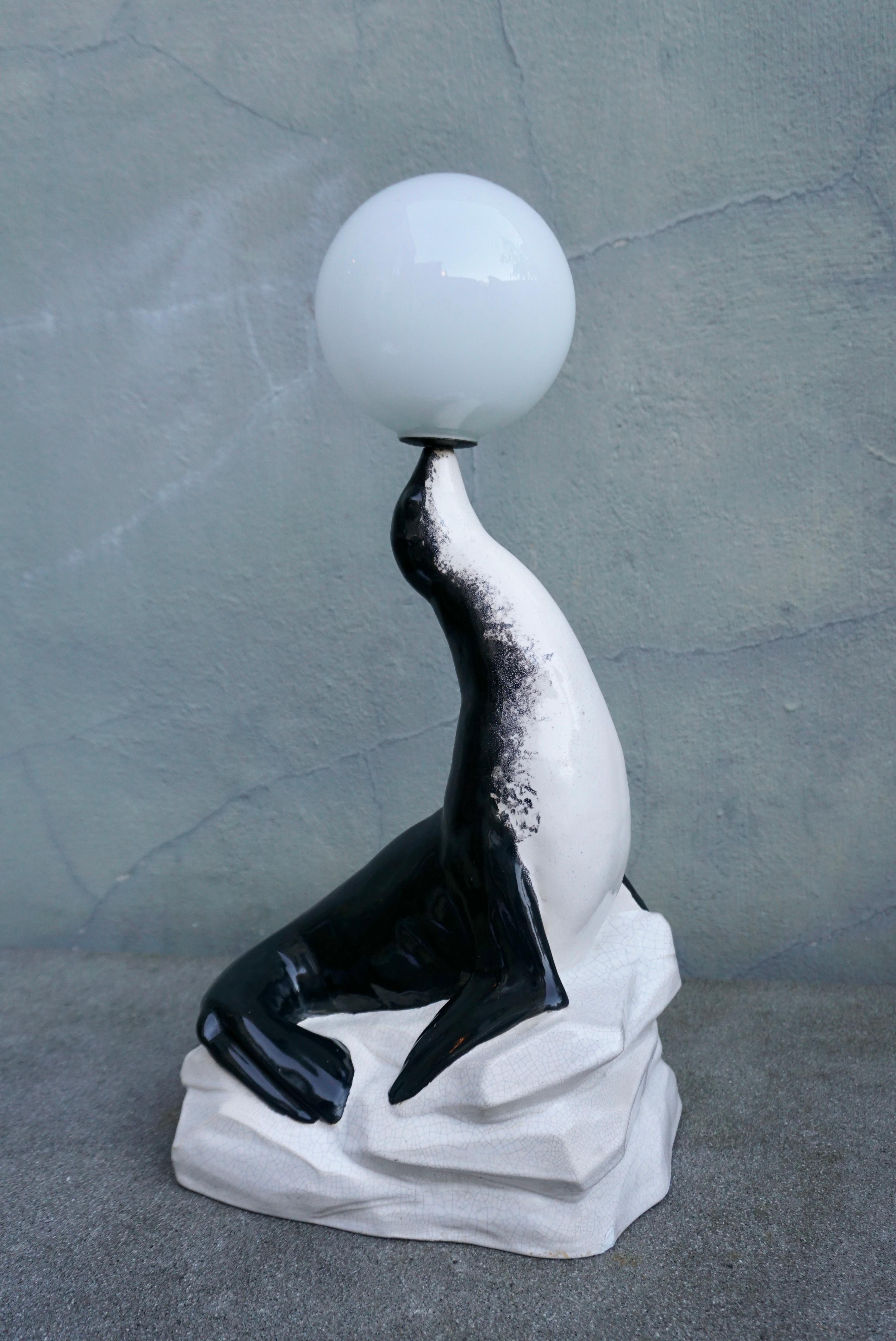 Marcel Bouraine Sea Lion Lamp For Sale 3