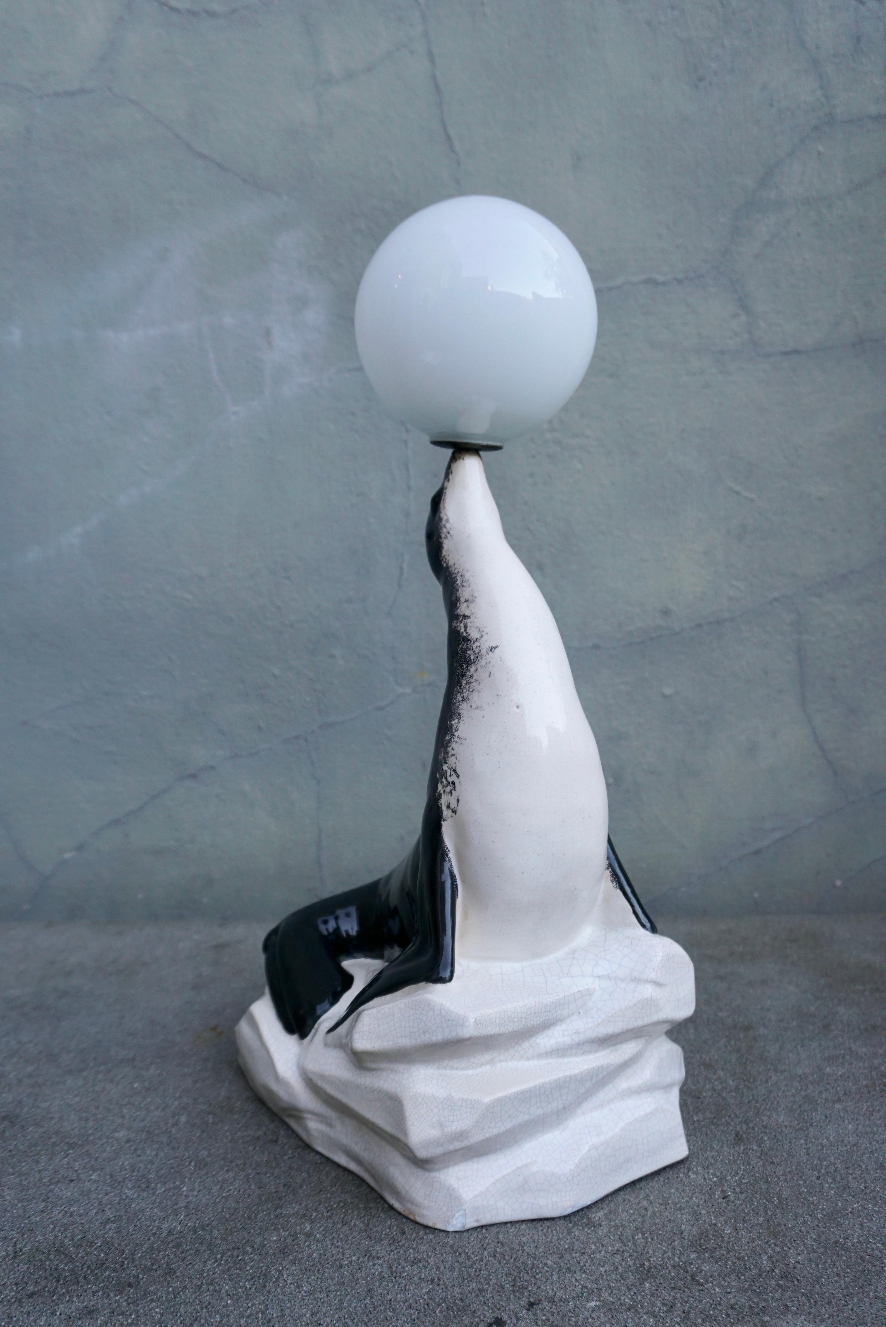 Marcel Bouraine Sea Lion Lamp For Sale 4