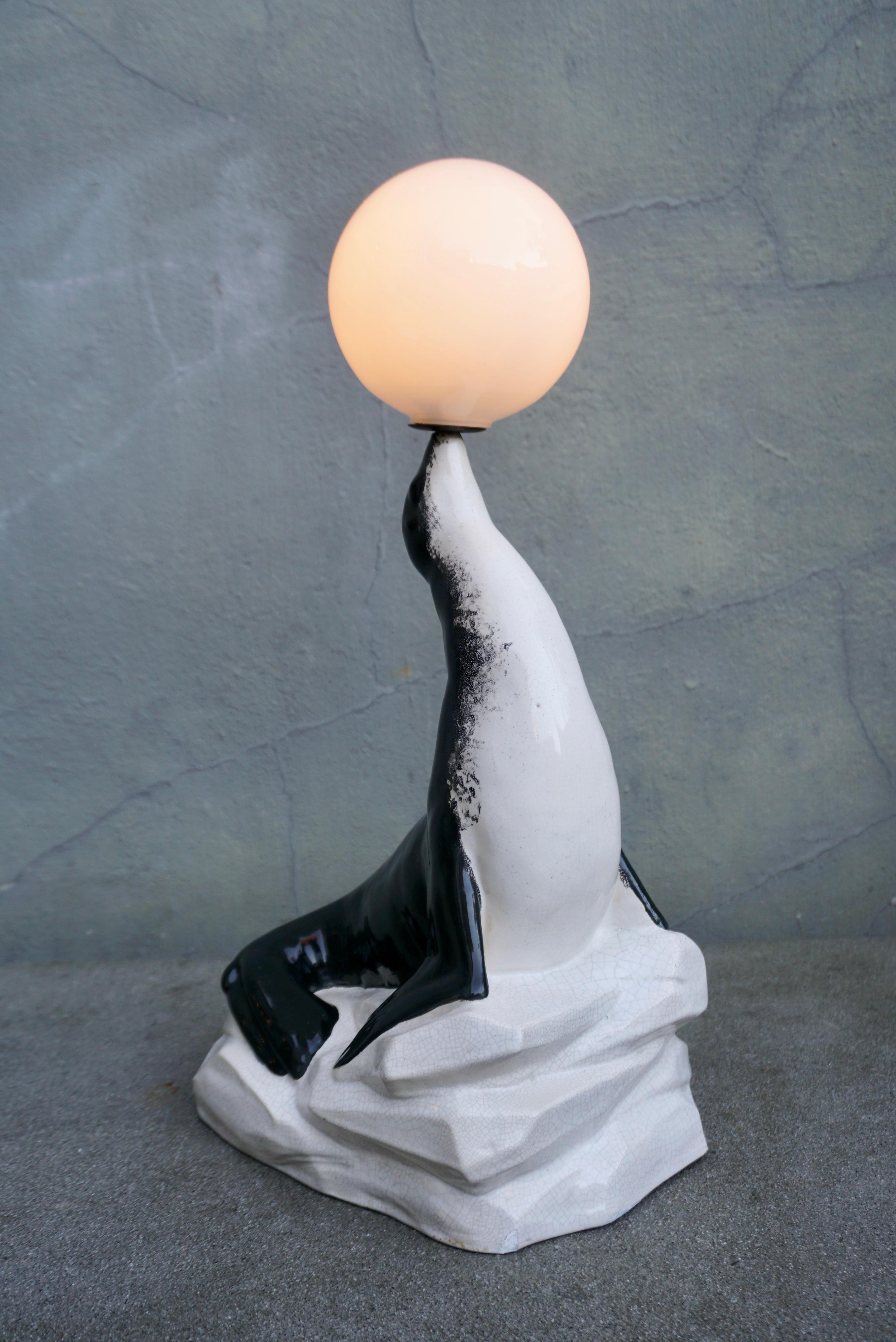 Marcel Bouraine Sea Lion Lamp For Sale 6