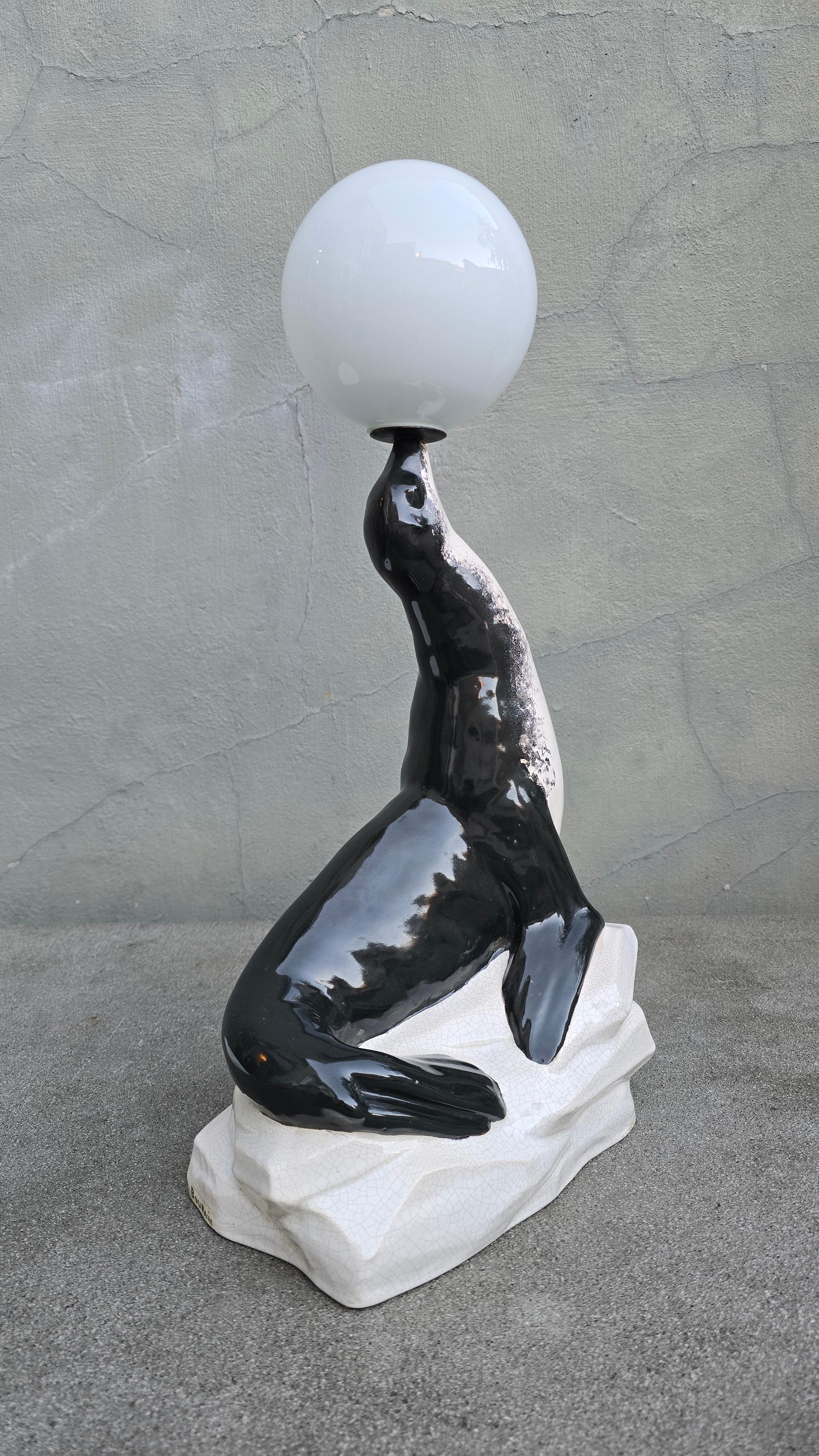Marcel Bouraine Sea Lion Lamp In Good Condition For Sale In Antwerp, BE