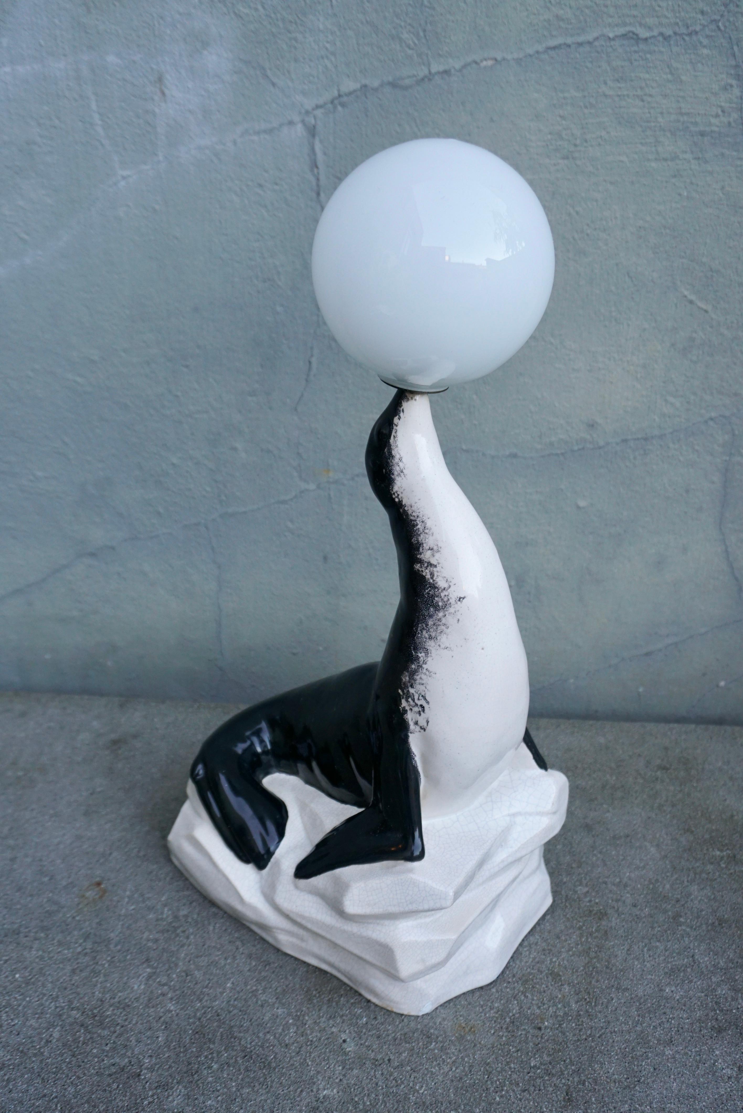 Marcel Bouraine Sea Lion Lamp For Sale 1
