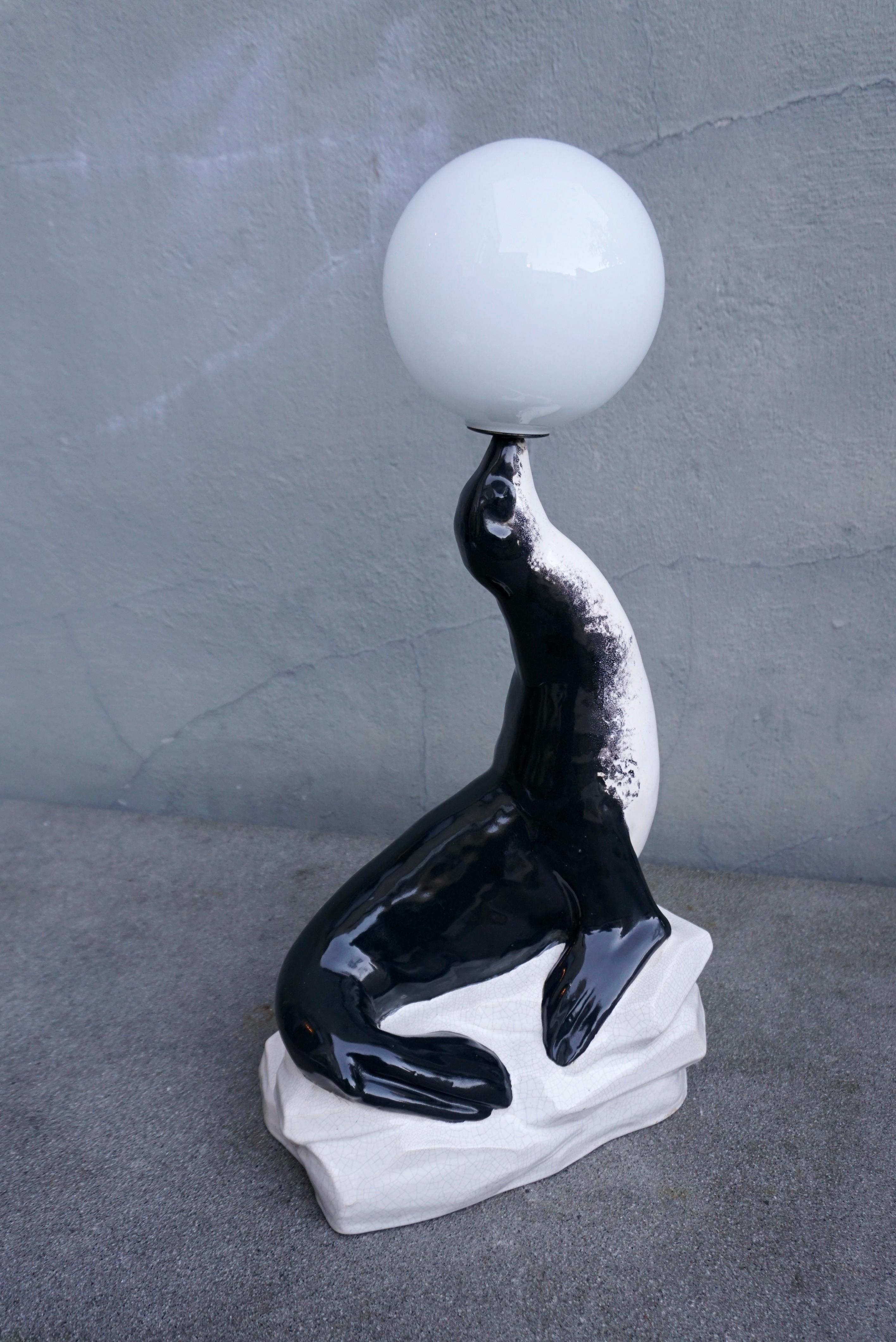 Marcel Bouraine Sea Lion Lamp For Sale 2