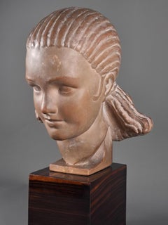 Marcel Bouraine - Escultura de terracota - Busto de mujer