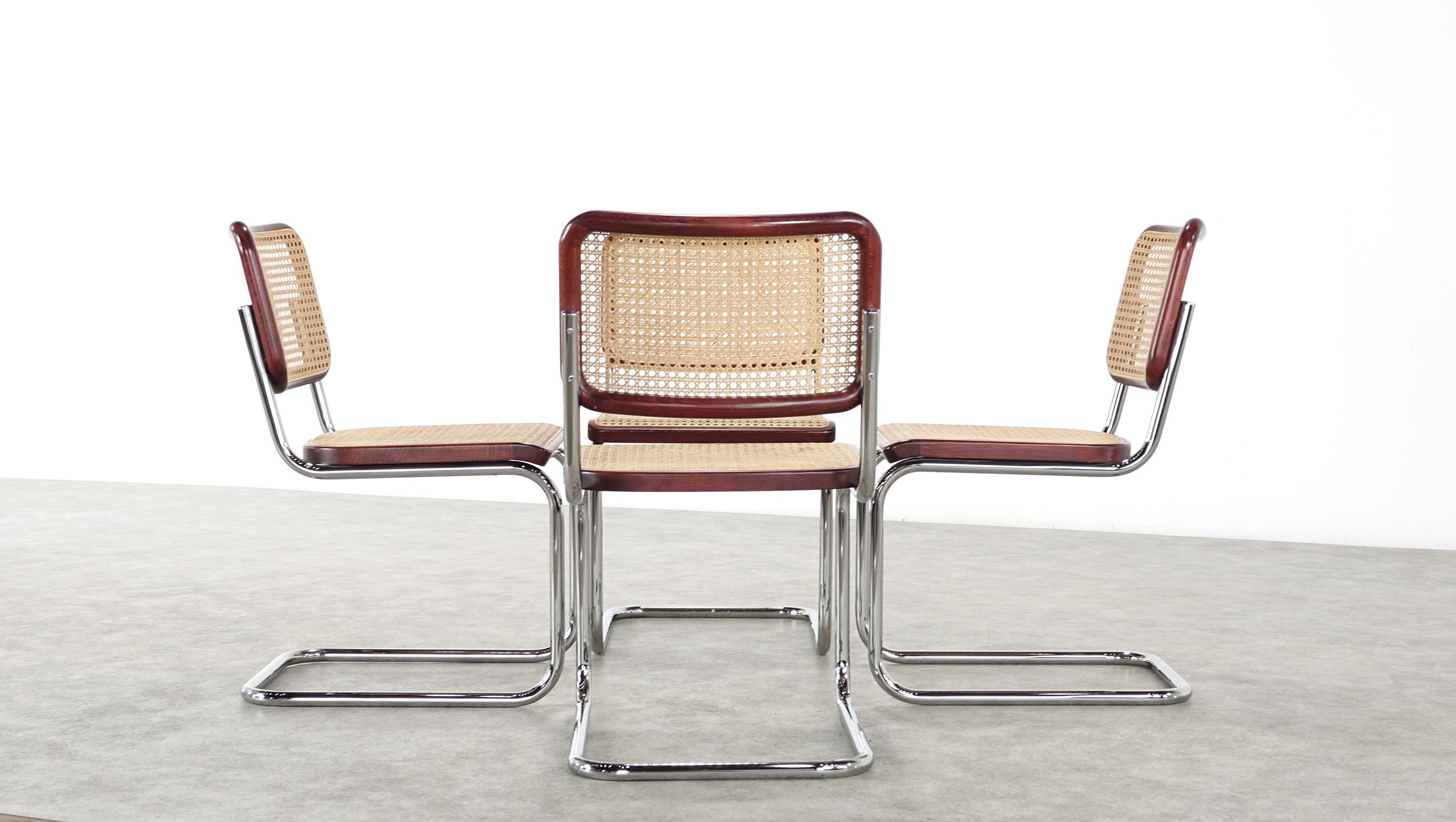 Late 20th Century Marcel Breuer 4 Cantilever Chairs 'S32' for Thonet