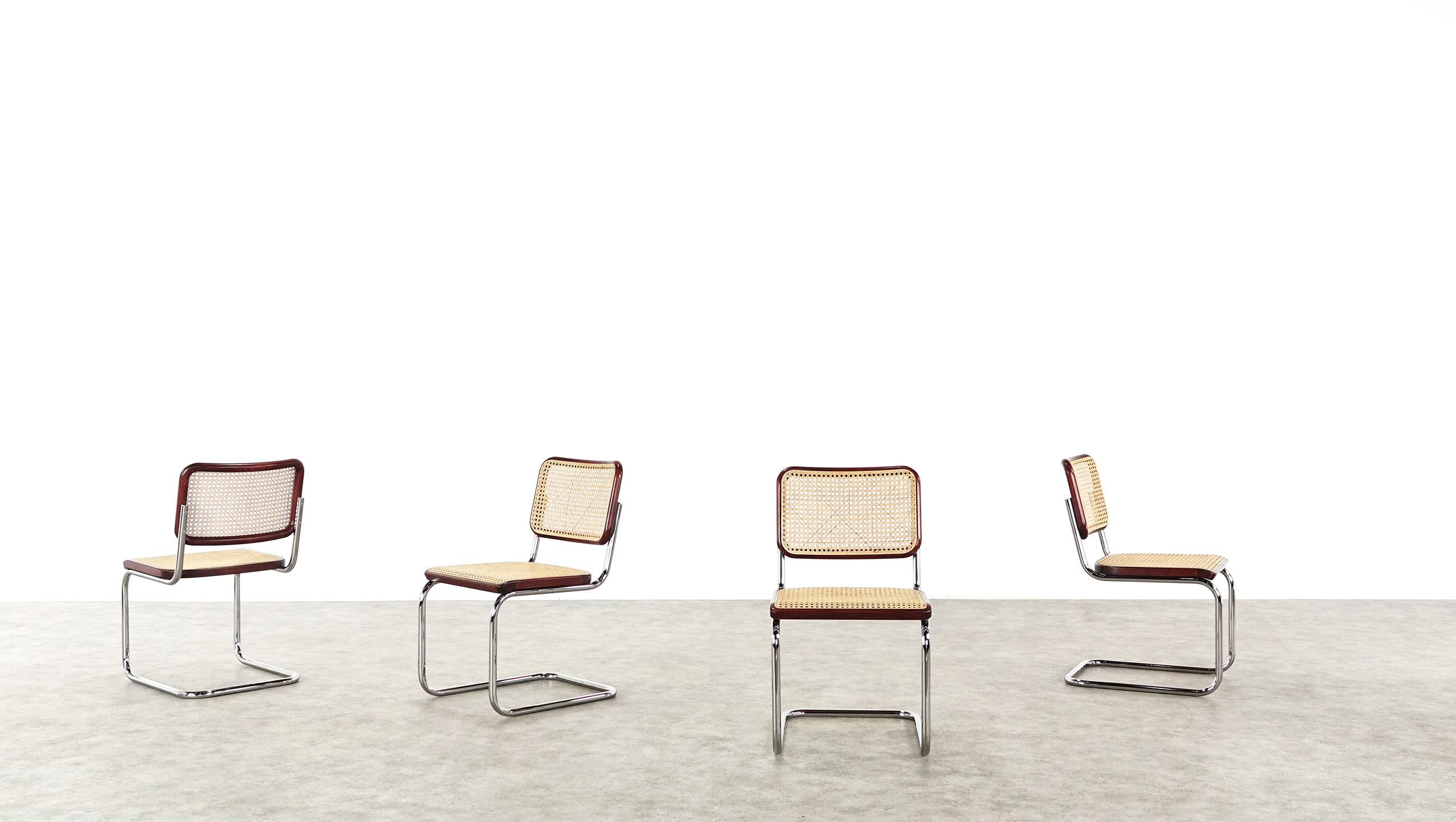 Marcel Breuer 4 Cantilever Chairs 'S32' for Thonet 1